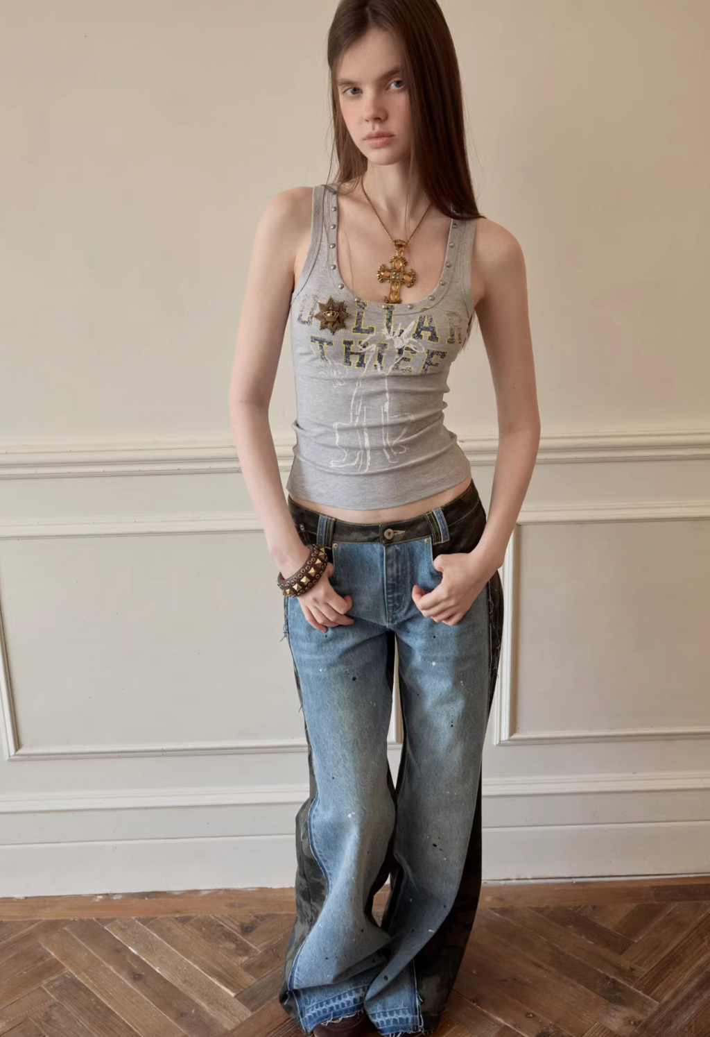 Y2K STUDDED DOLLAR THIEF TANK - 2colors