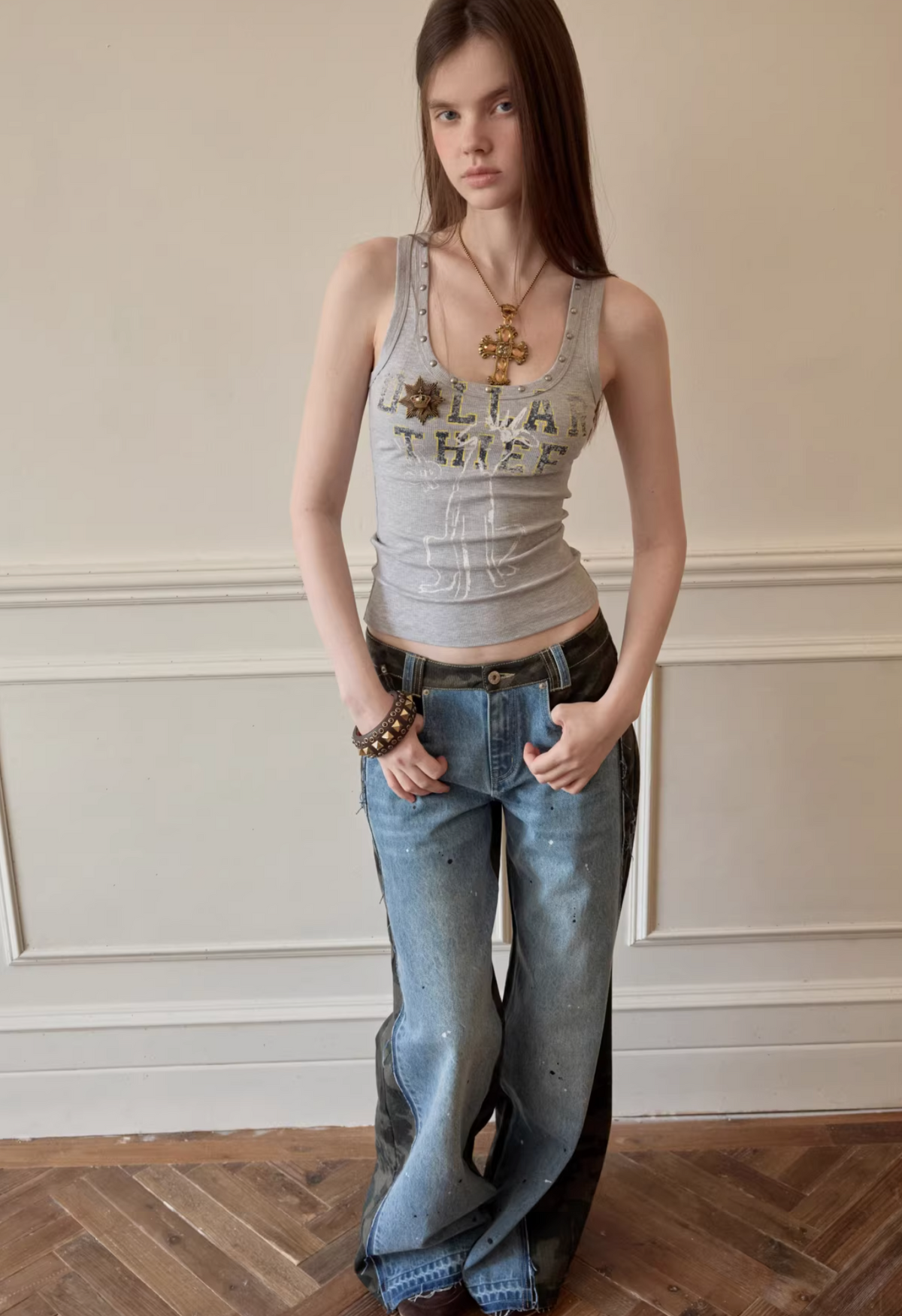 Y2K STUDDED DOLLAR THIEF TANK - 2colors