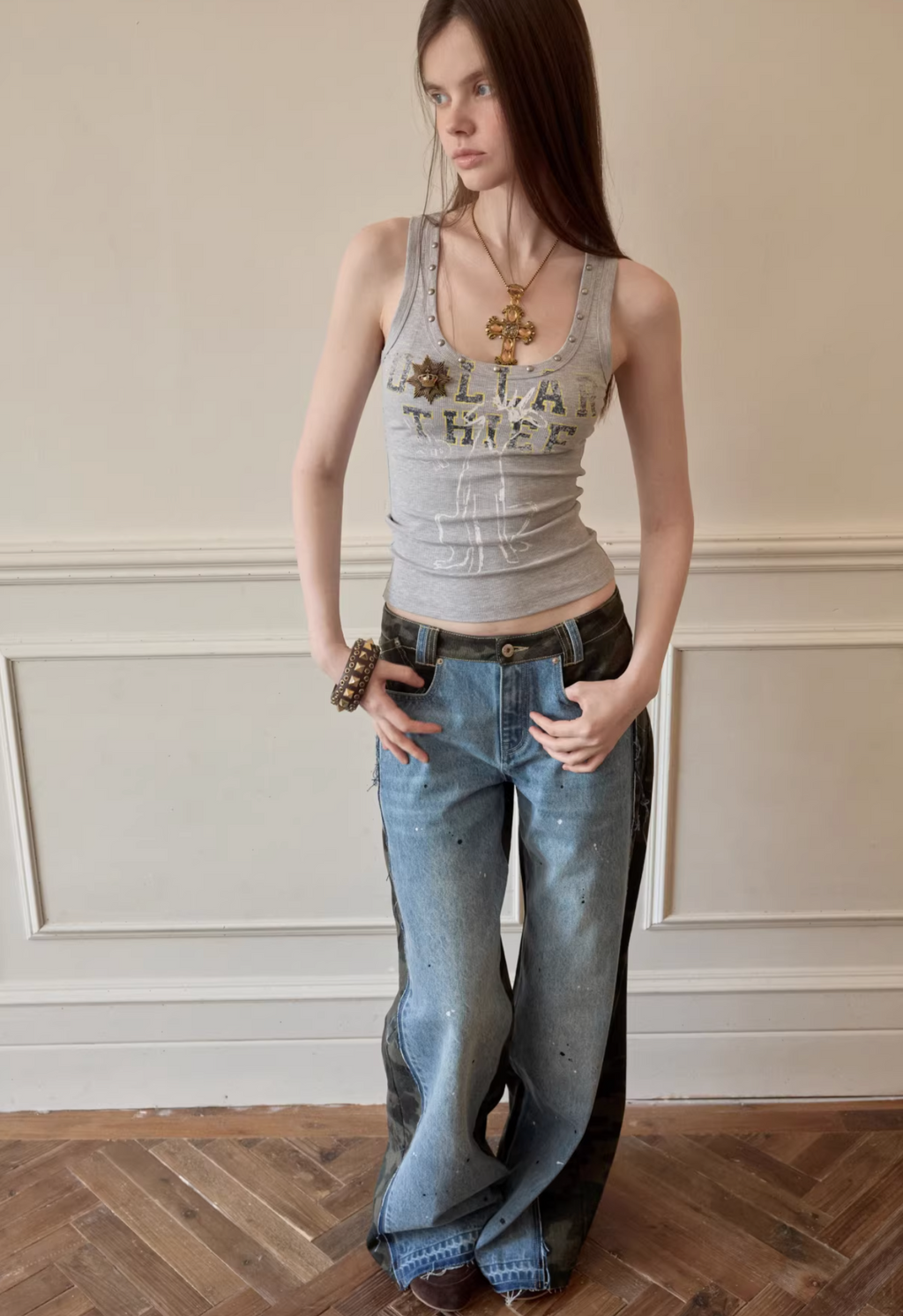 Y2K STUDDED DOLLAR THIEF TANK - 2colors