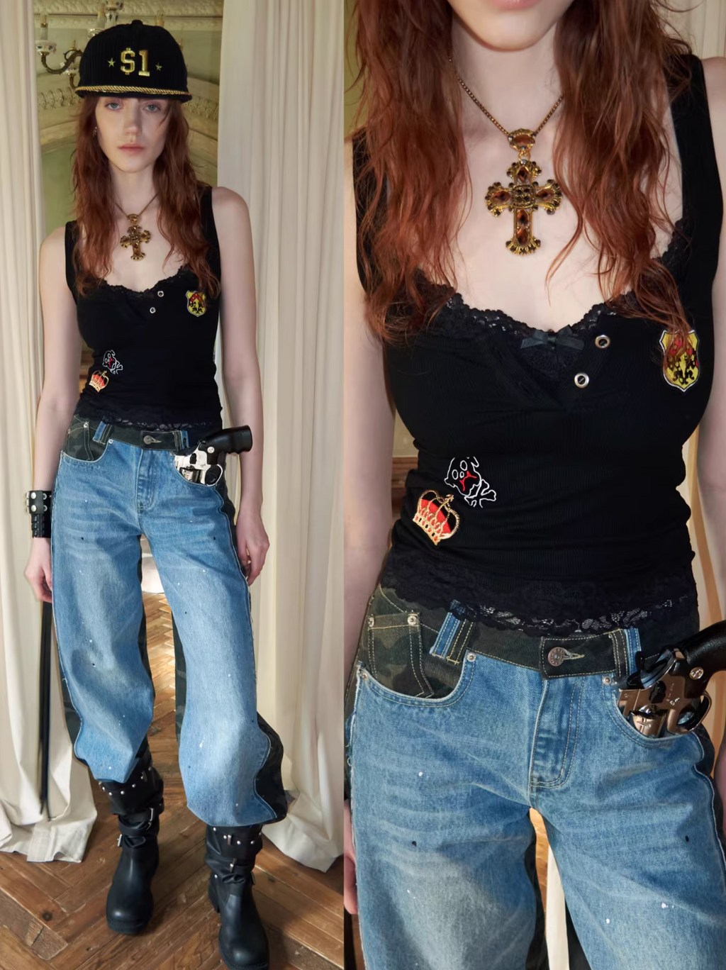 Y2K ROYAL PUNK LACE CAMI - 3colors