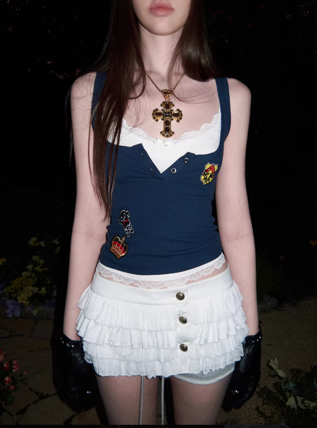 Y2K ROYAL PUNK LACE CAMI - 3colors