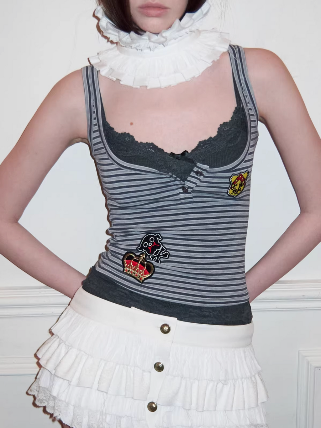Y2K ROYAL PUNK LACE CAMI - 3colors