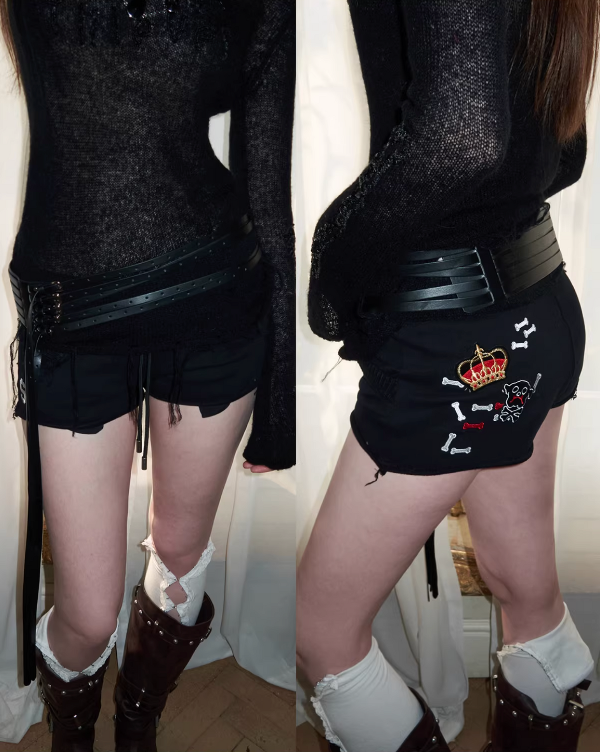 BONE EMBROIDERY SWEAT SHORTS - 4colors