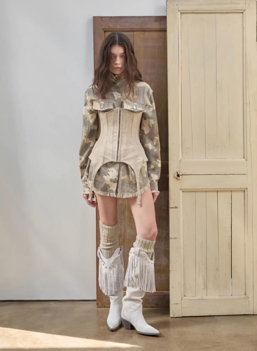 VINTAGE CAMO RAW-EDGE SHIRT
