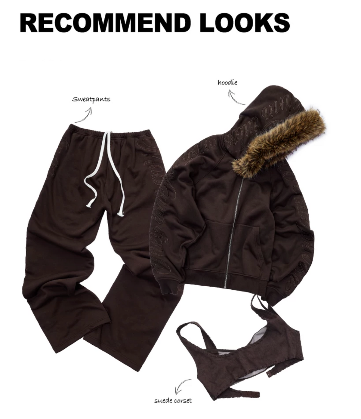JELENE HOODIE FUR SWEATSHIRT & SWEATPANTS – 2colors (detachable hood)