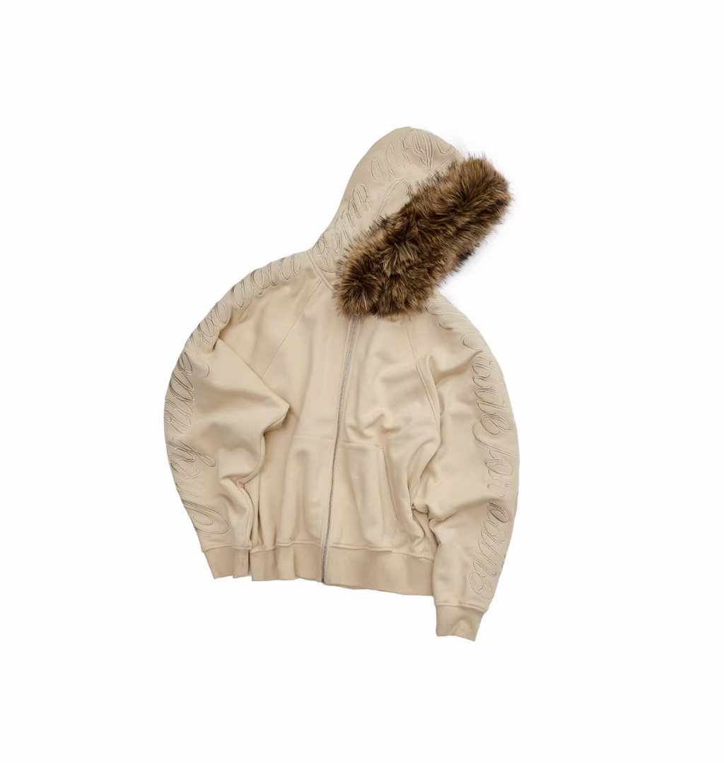 JELENE HOODIE FUR SWEATSHIRT & SWEATPANTS – 2colors (detachable hood)