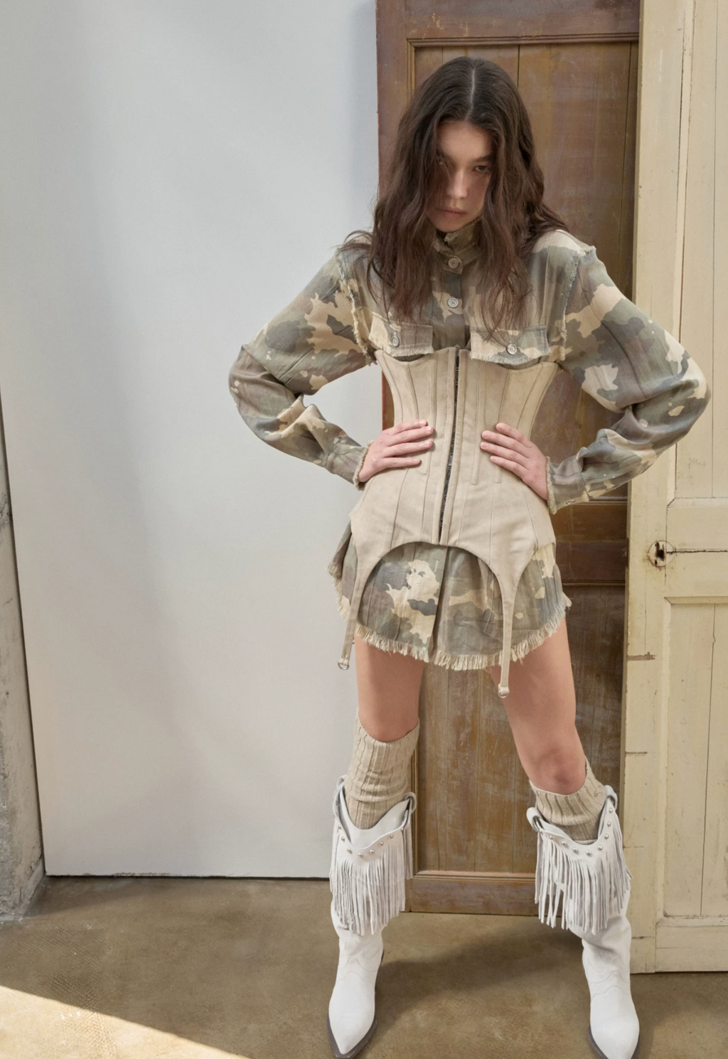 VINTAGE CAMO RAW-EDGE SHIRT