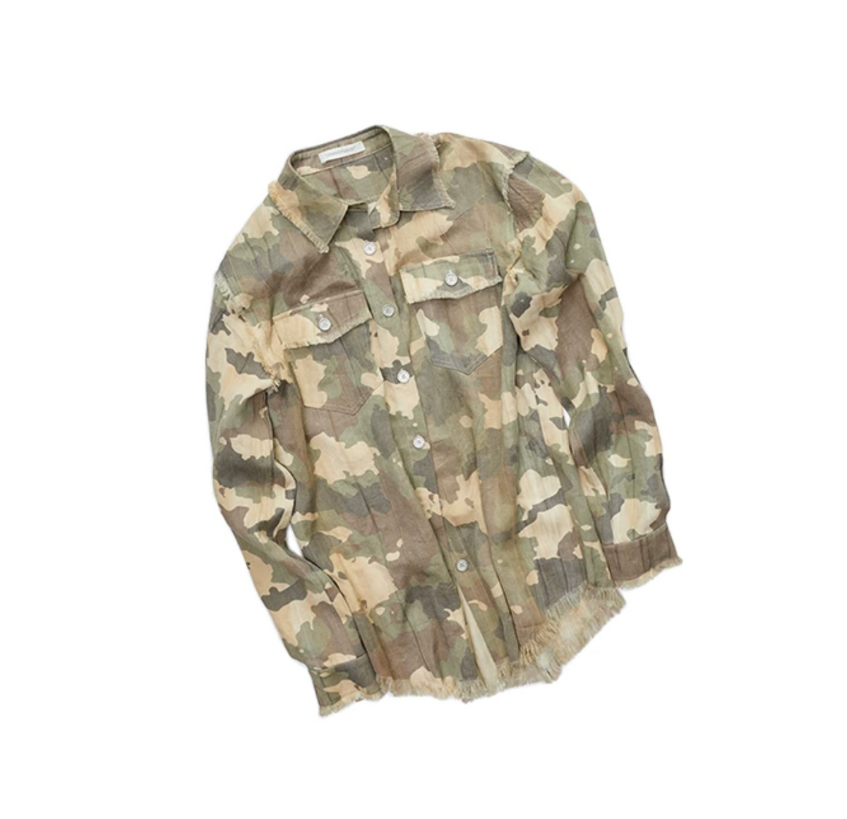 VINTAGE CAMO RAW-EDGE SHIRT