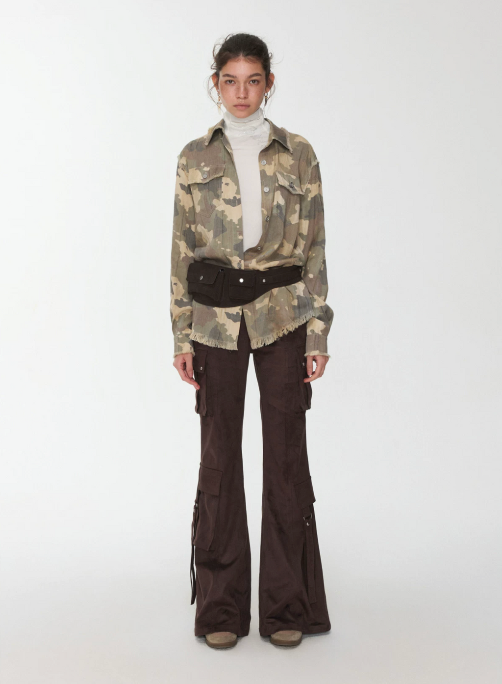 VINTAGE CAMO RAW-EDGE SHIRT