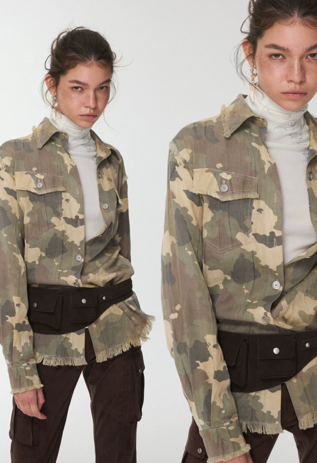 VINTAGE CAMO RAW-EDGE SHIRT