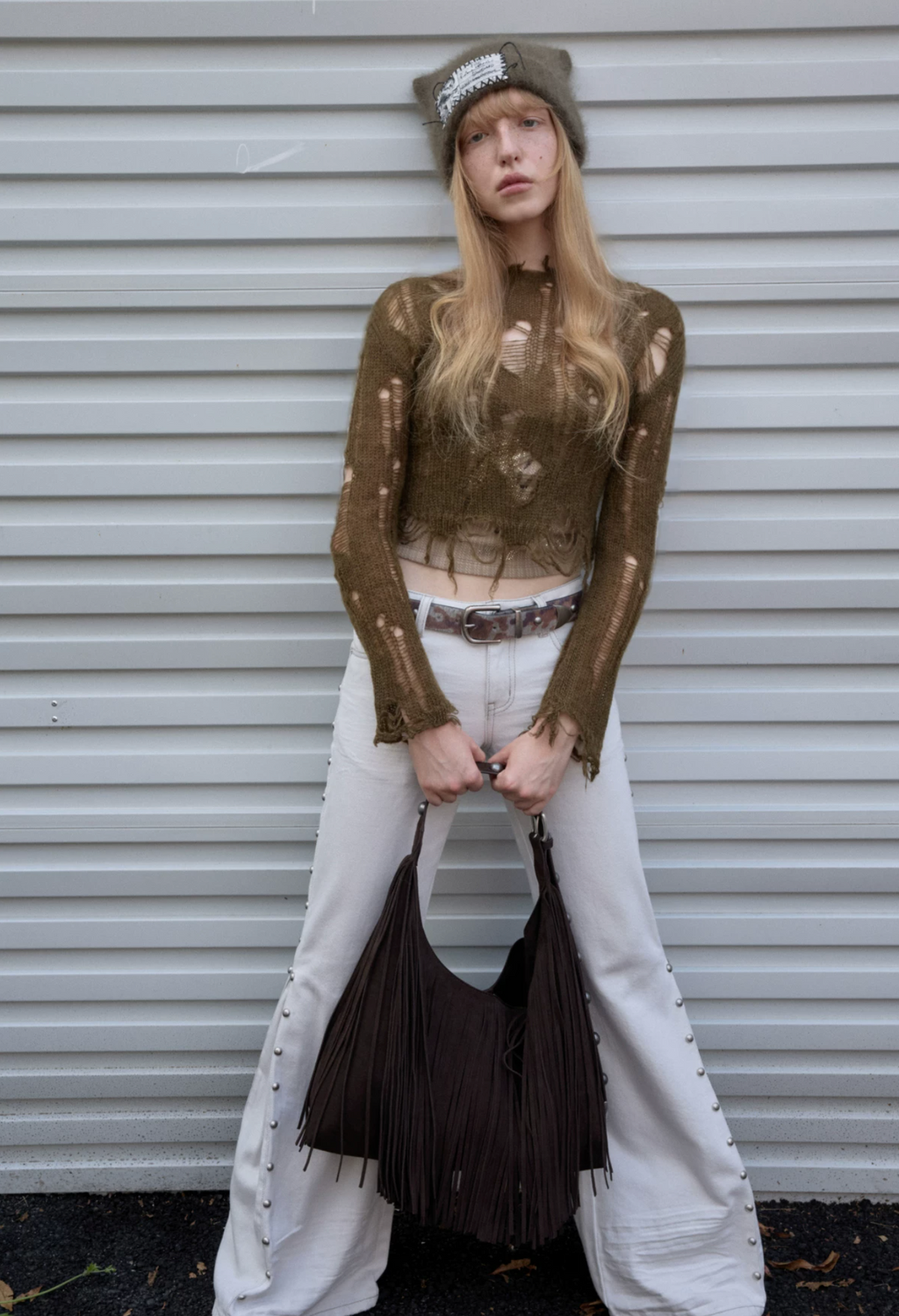 MOHAIR DISTRESSED FITTED CROPPED SWEATER – 3colors
