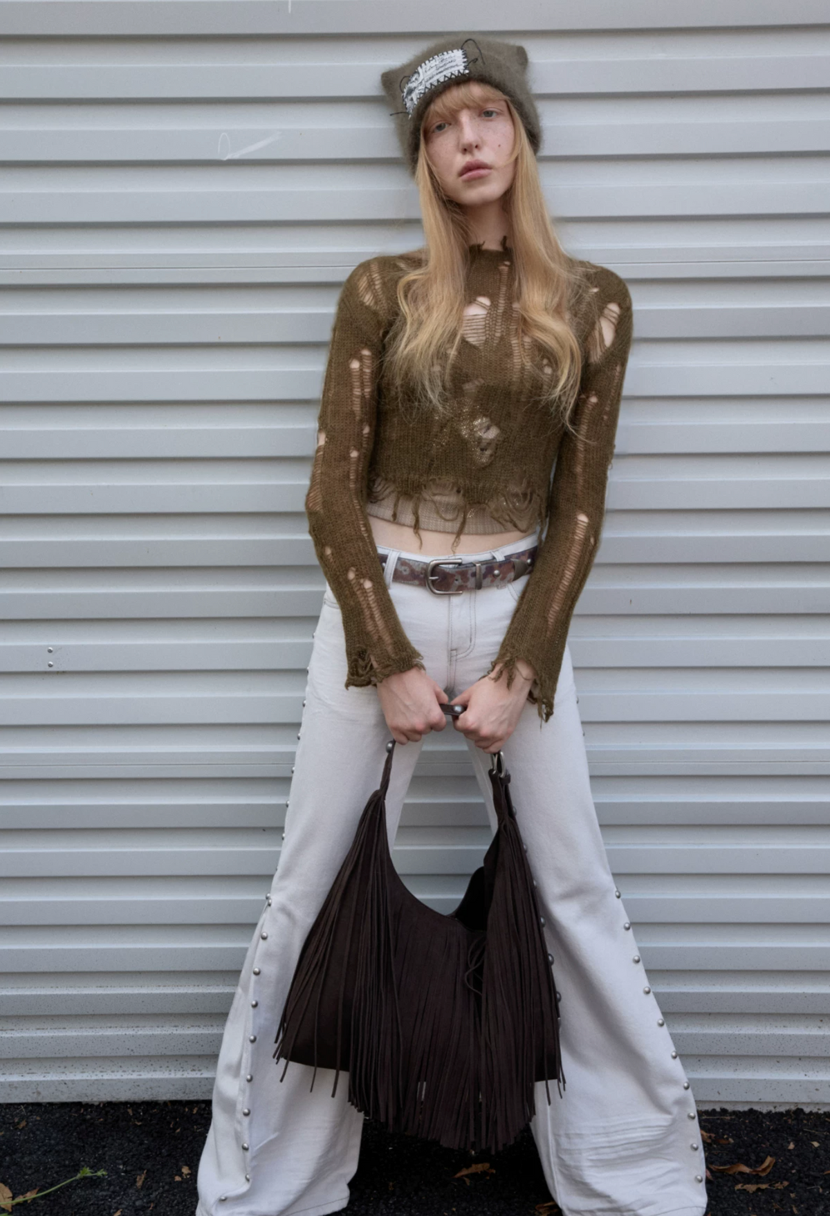 MOHAIR DISTRESSED FITTED CROPPED SWEATER – 3colors