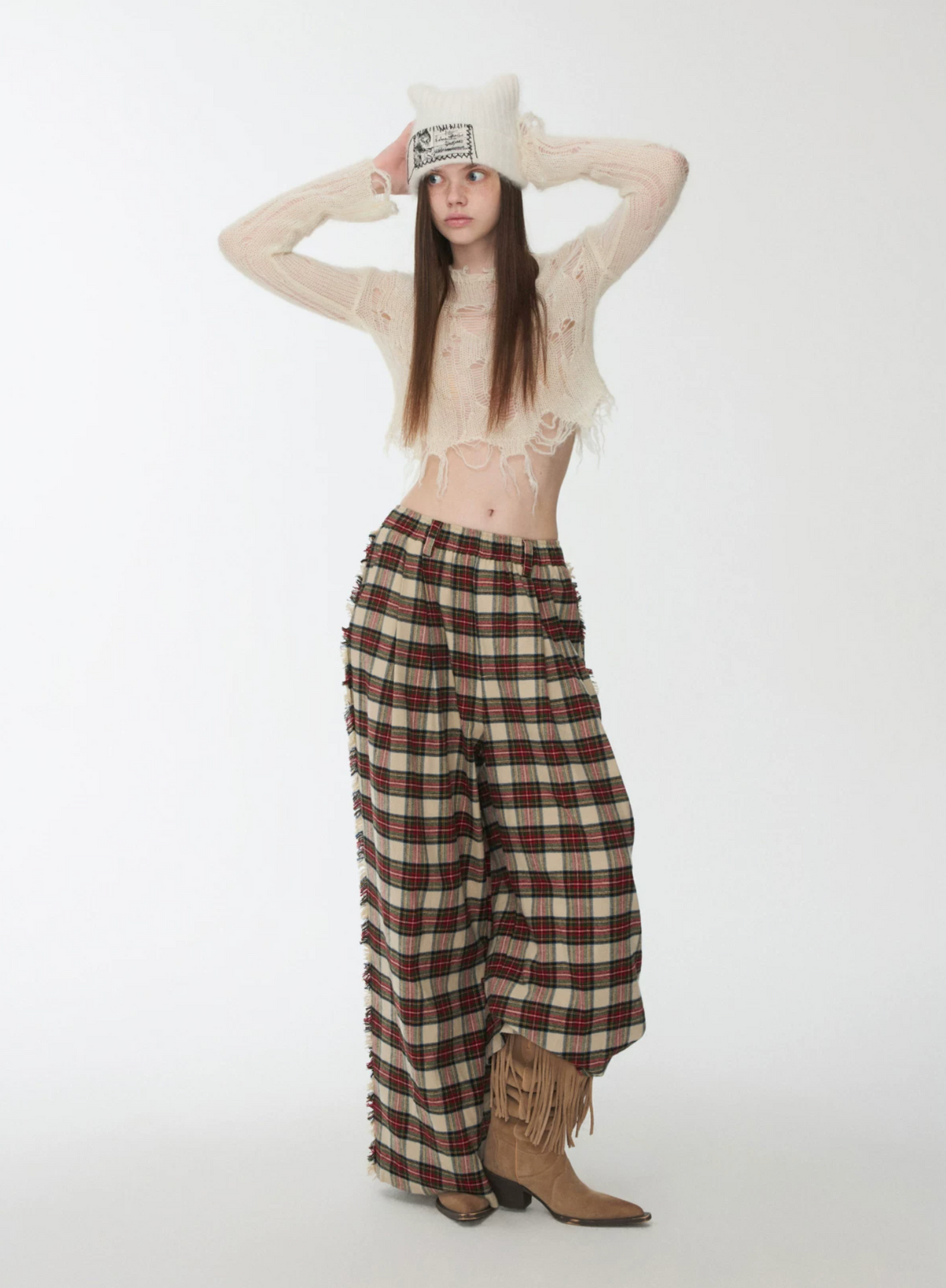 MOHAIR DISTRESSED FITTED CROPPED SWEATER – 3colors