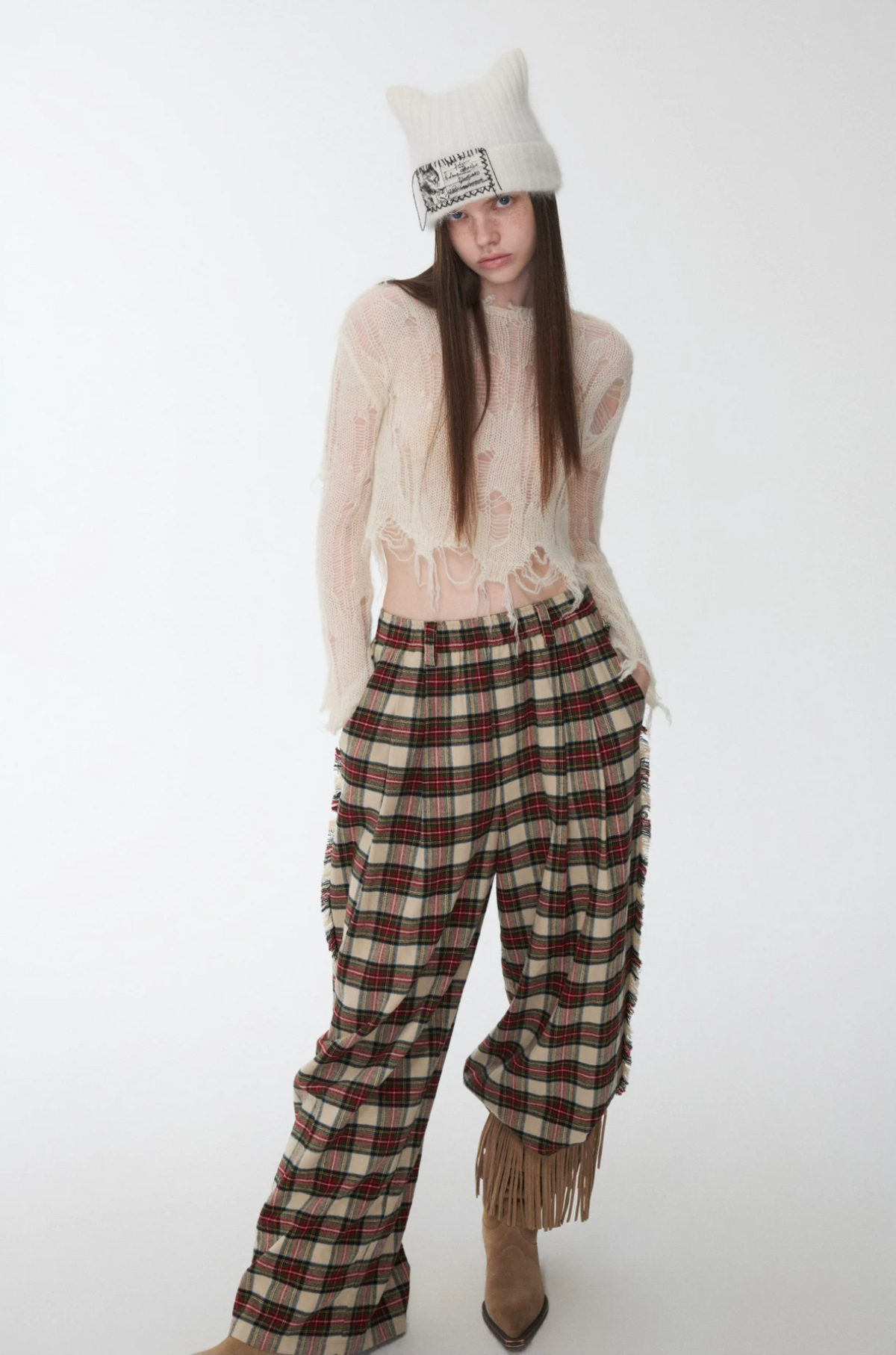 MOHAIR DISTRESSED FITTED CROPPED SWEATER – 3colors