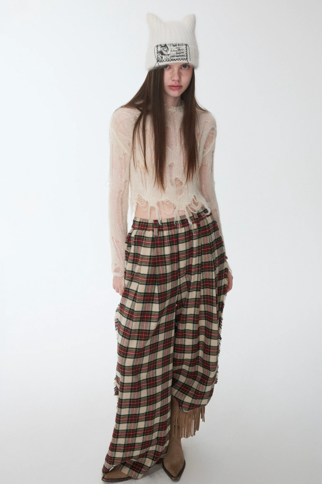 MOHAIR DISTRESSED FITTED CROPPED SWEATER – 3colors