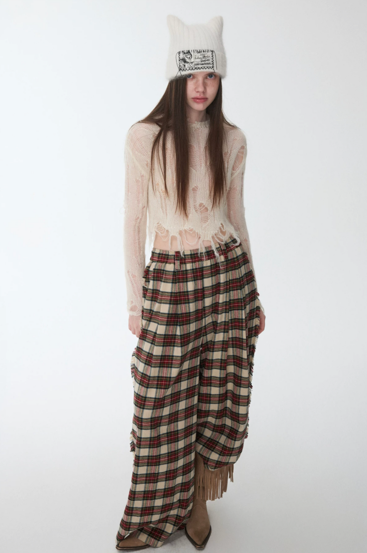 MOHAIR DISTRESSED FITTED CROPPED SWEATER – 3colors