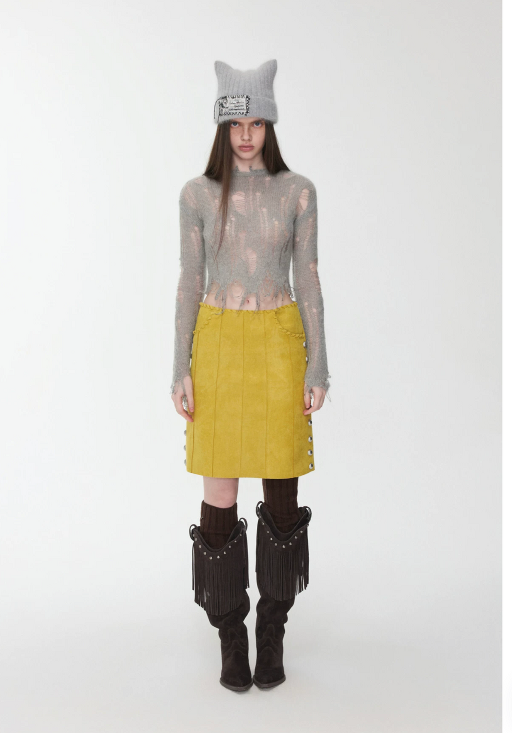 MOHAIR DISTRESSED FITTED CROPPED SWEATER – 3colors