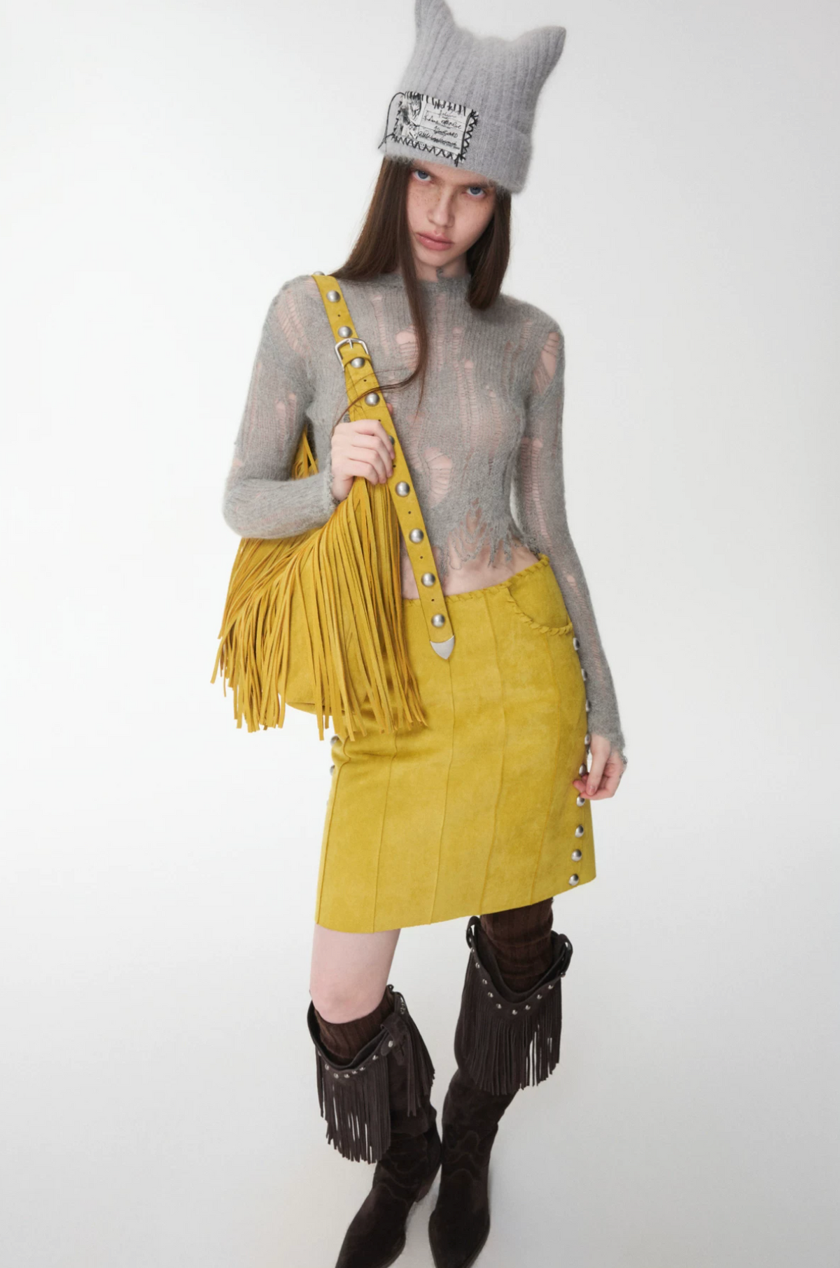 MOHAIR DISTRESSED FITTED CROPPED SWEATER – 3colors