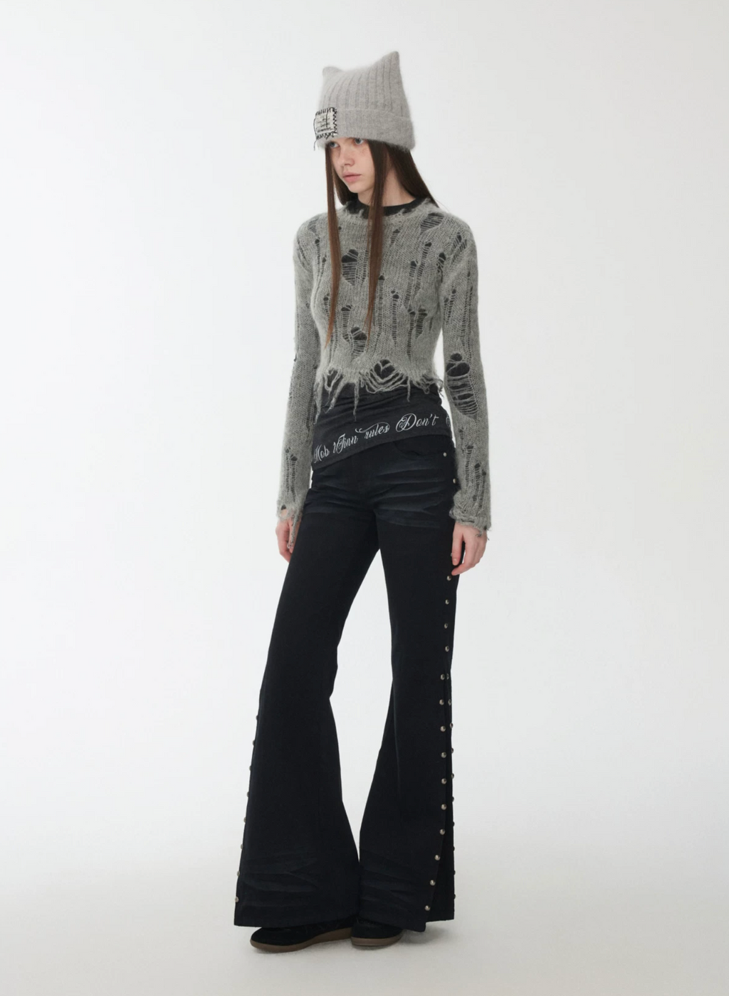 MOHAIR DISTRESSED FITTED CROPPED SWEATER – 3colors