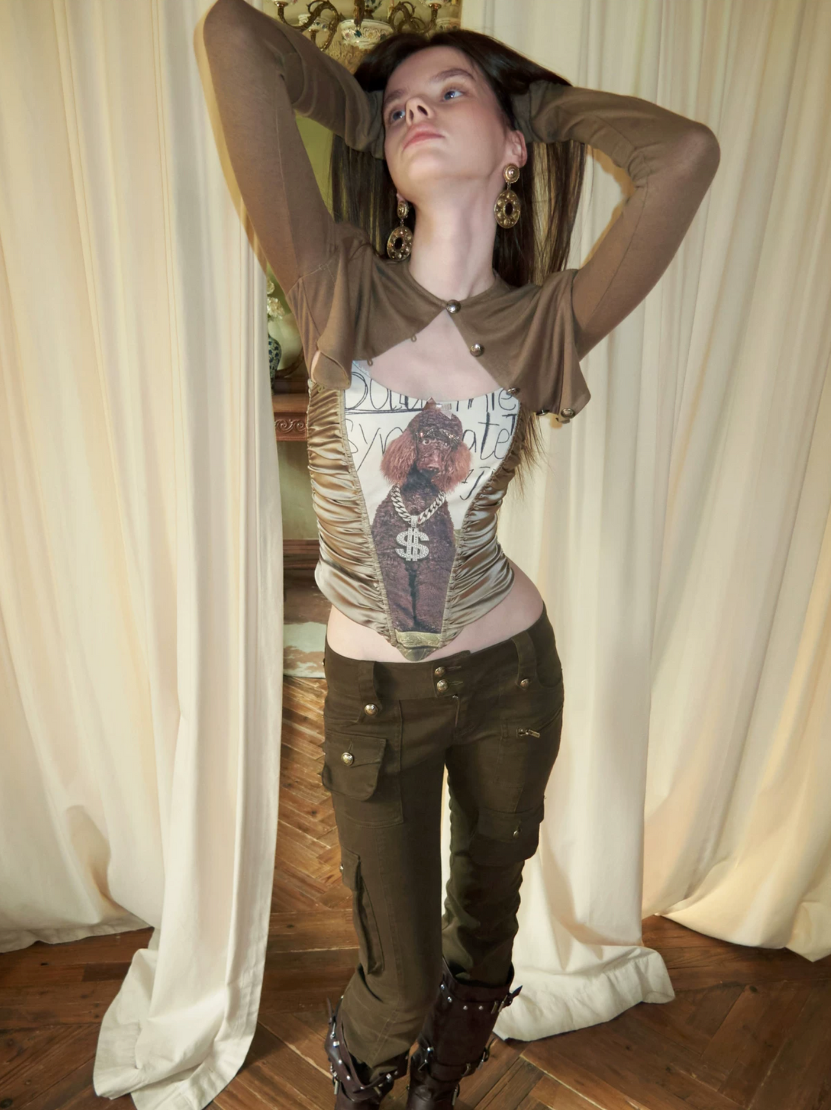 POSH PUP CORSET-STYLE CROPPED CAMISOLE - 2colors