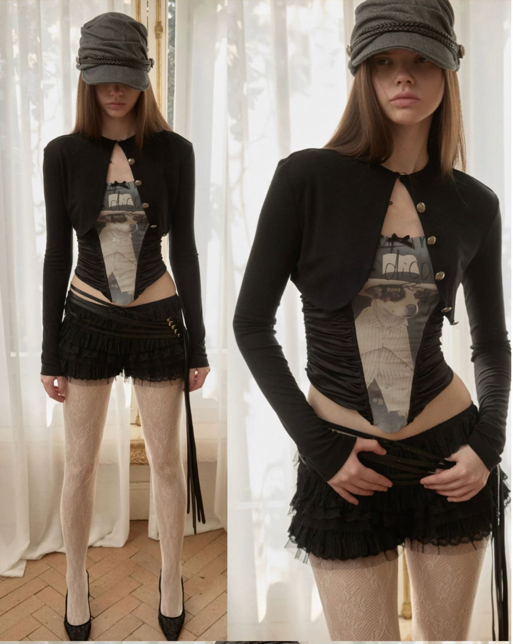 POSH PUP CORSET-STYLE CROPPED CAMISOLE - 2colors