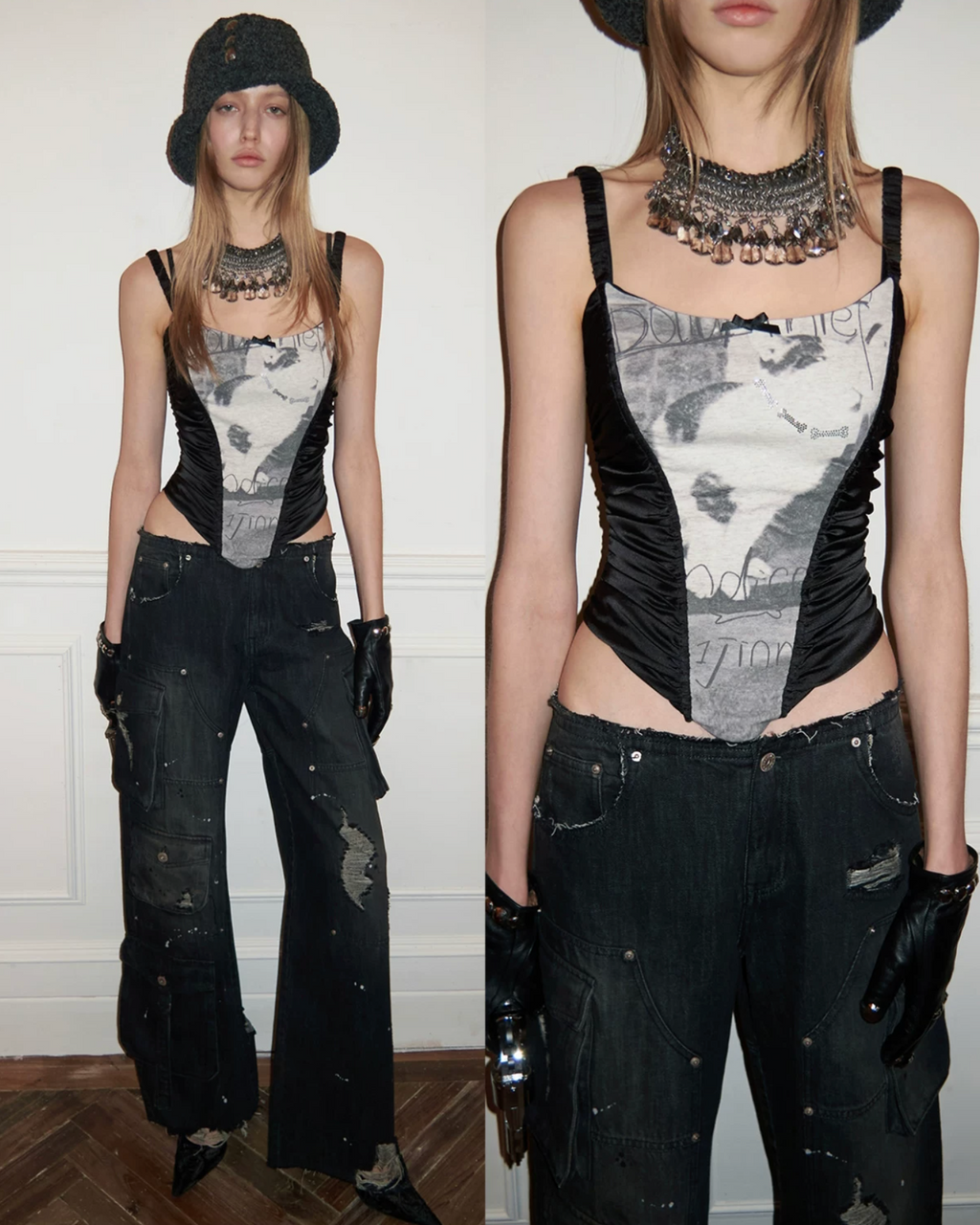 POSH PUP CORSET-STYLE CROPPED CAMISOLE - 2colors