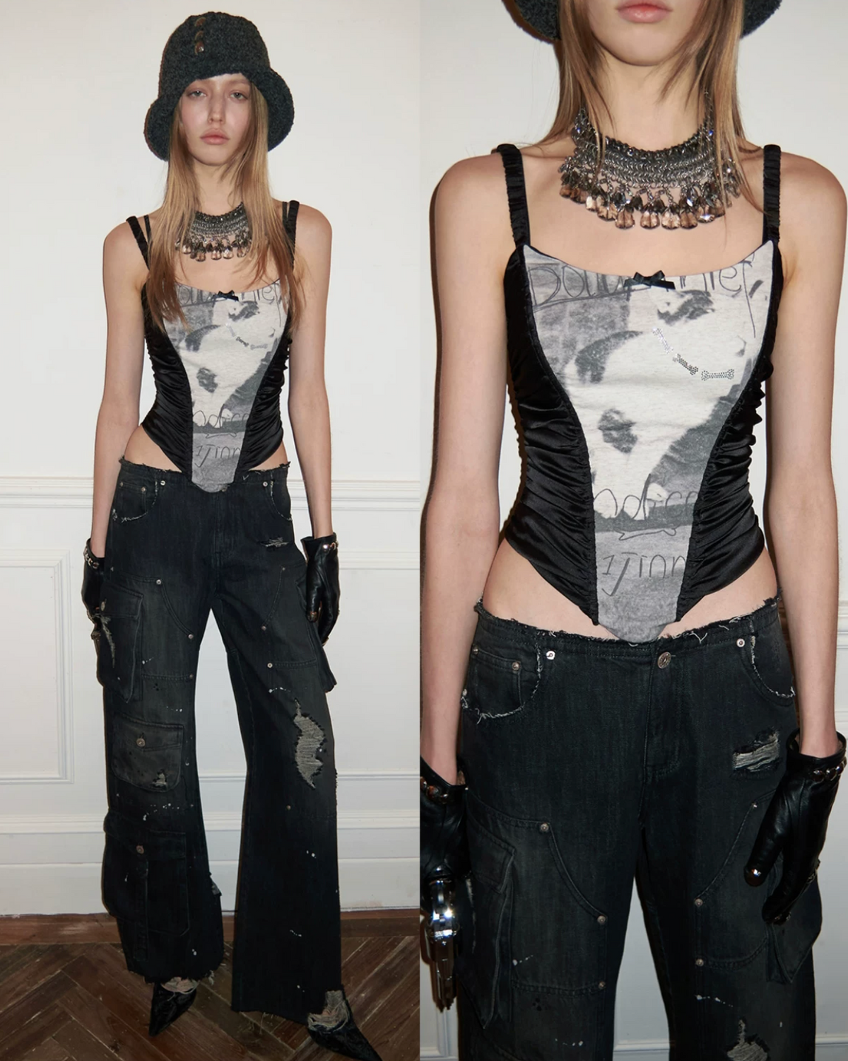 POSH PUP CORSET-STYLE CROPPED CAMISOLE - 2colors