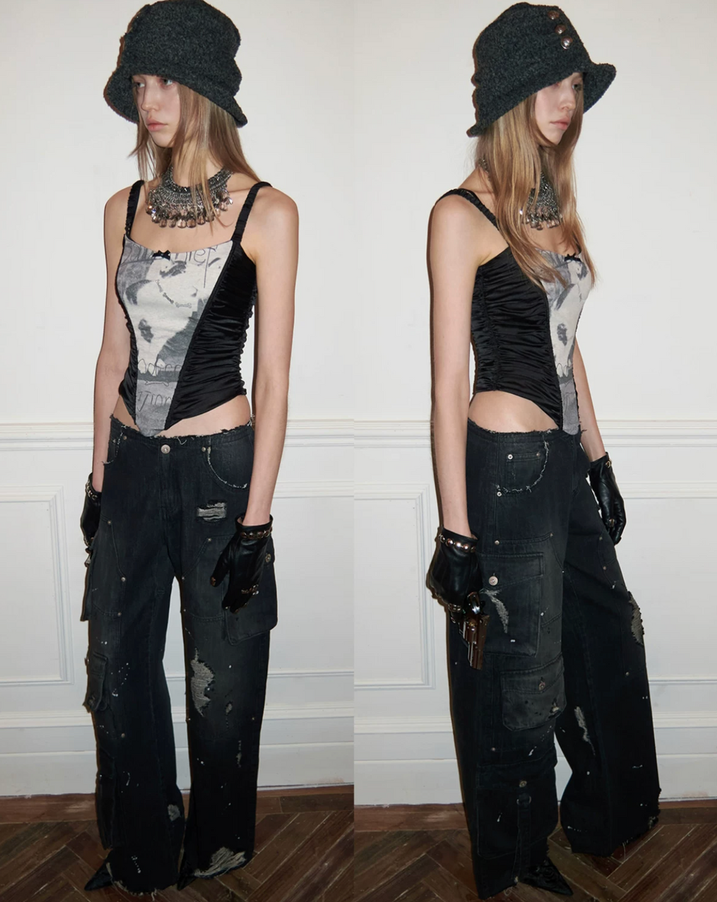 POSH PUP CORSET-STYLE CROPPED CAMISOLE - 2colors