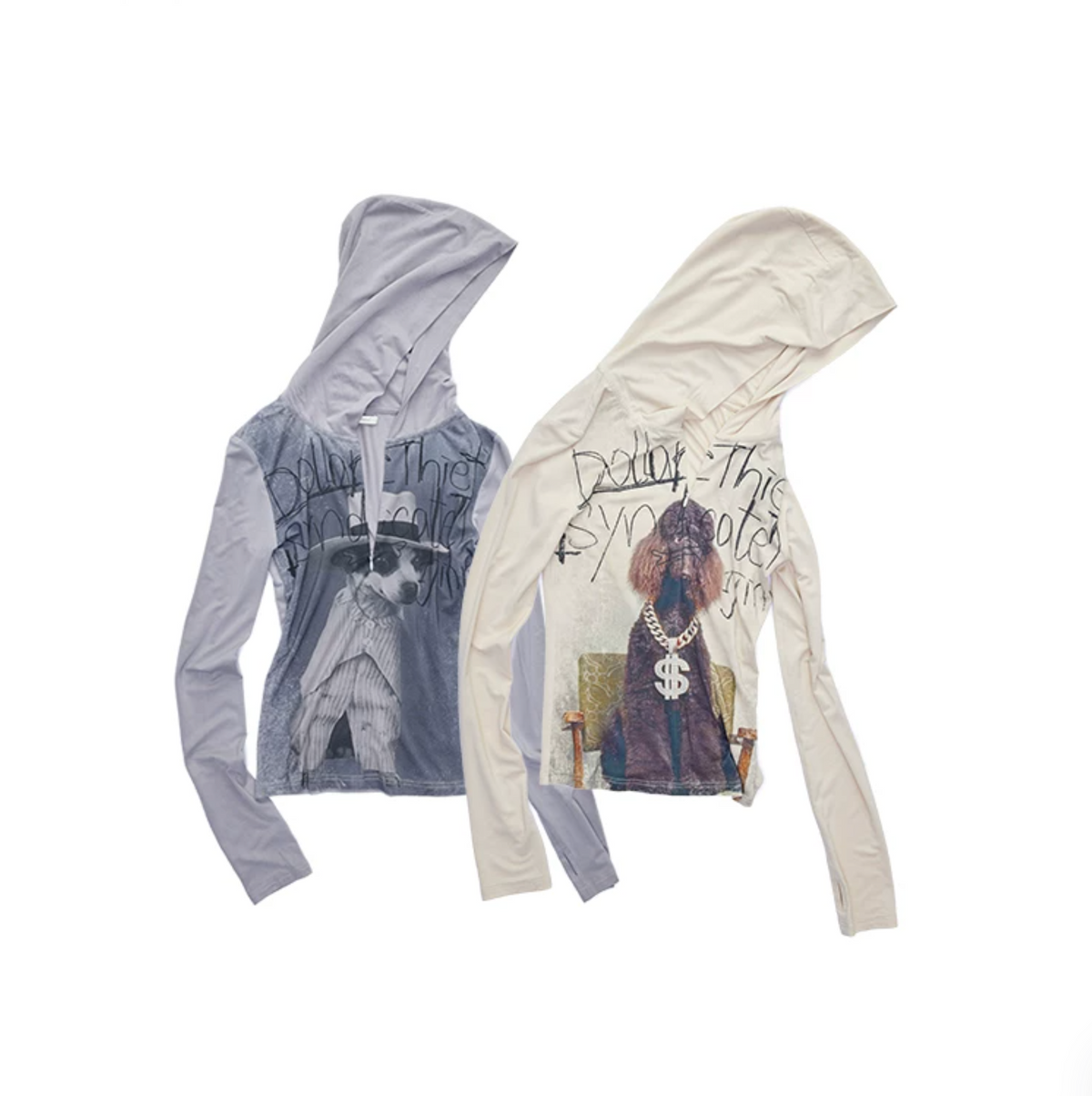 SNAP ZIP-UP HOODED FITTED T-SHIRT - 2colors