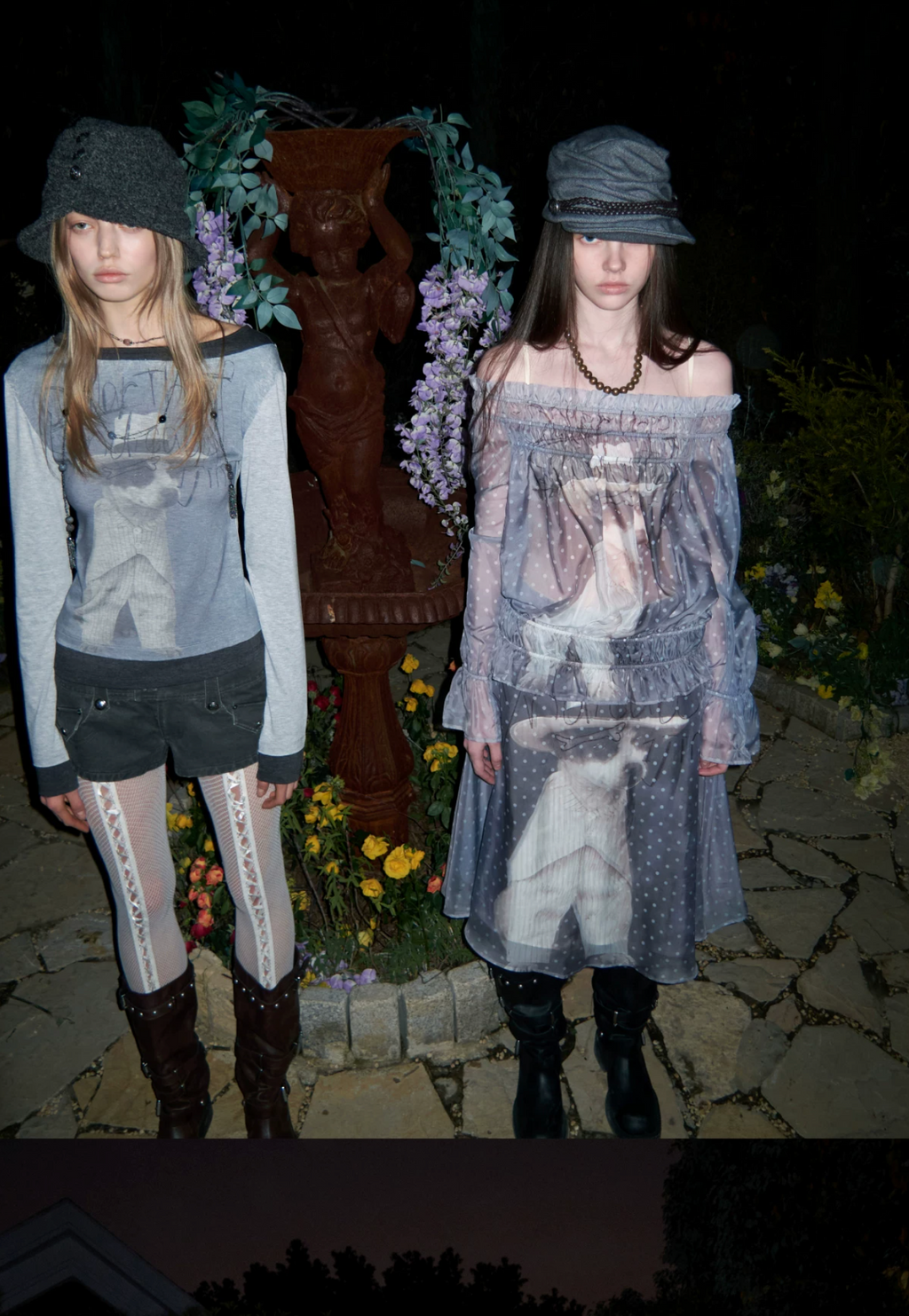 SNAP LAYERED-EFFECT GRAPHIC T-SHIRT - 2colors