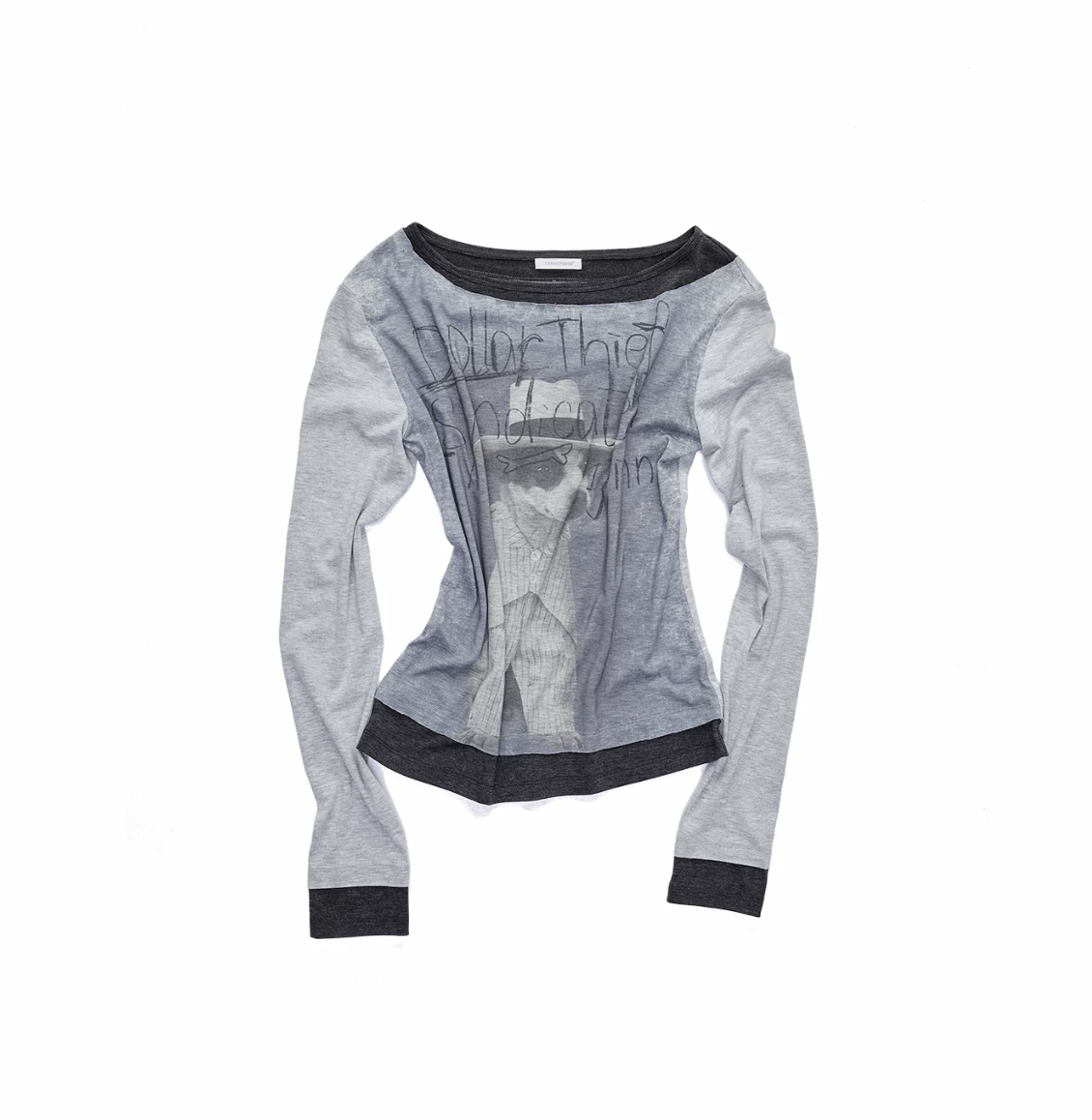 SNAP LAYERED-EFFECT GRAPHIC T-SHIRT - 2colors