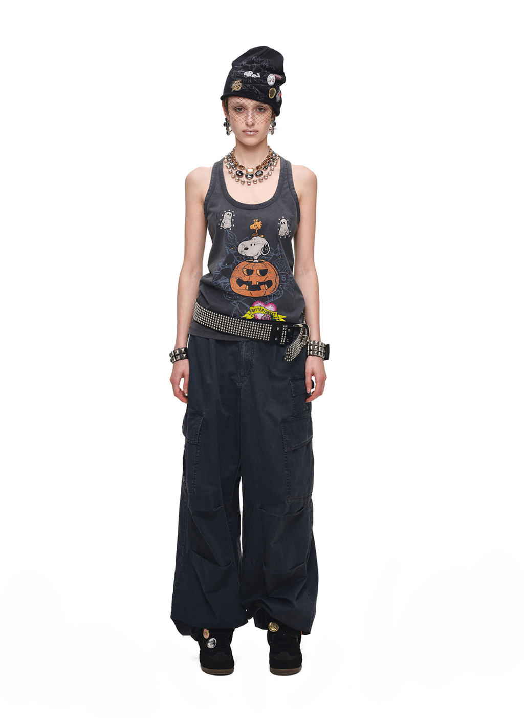 PUMPKIN SNOOPY VINTAGE GRAPHIC TANK TOP – WASHED GRAY