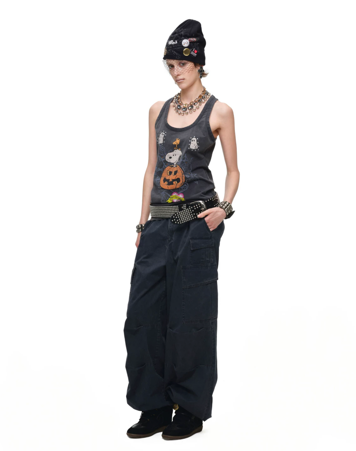 PUMPKIN SNOOPY VINTAGE GRAPHIC TANK TOP – WASHED GRAY