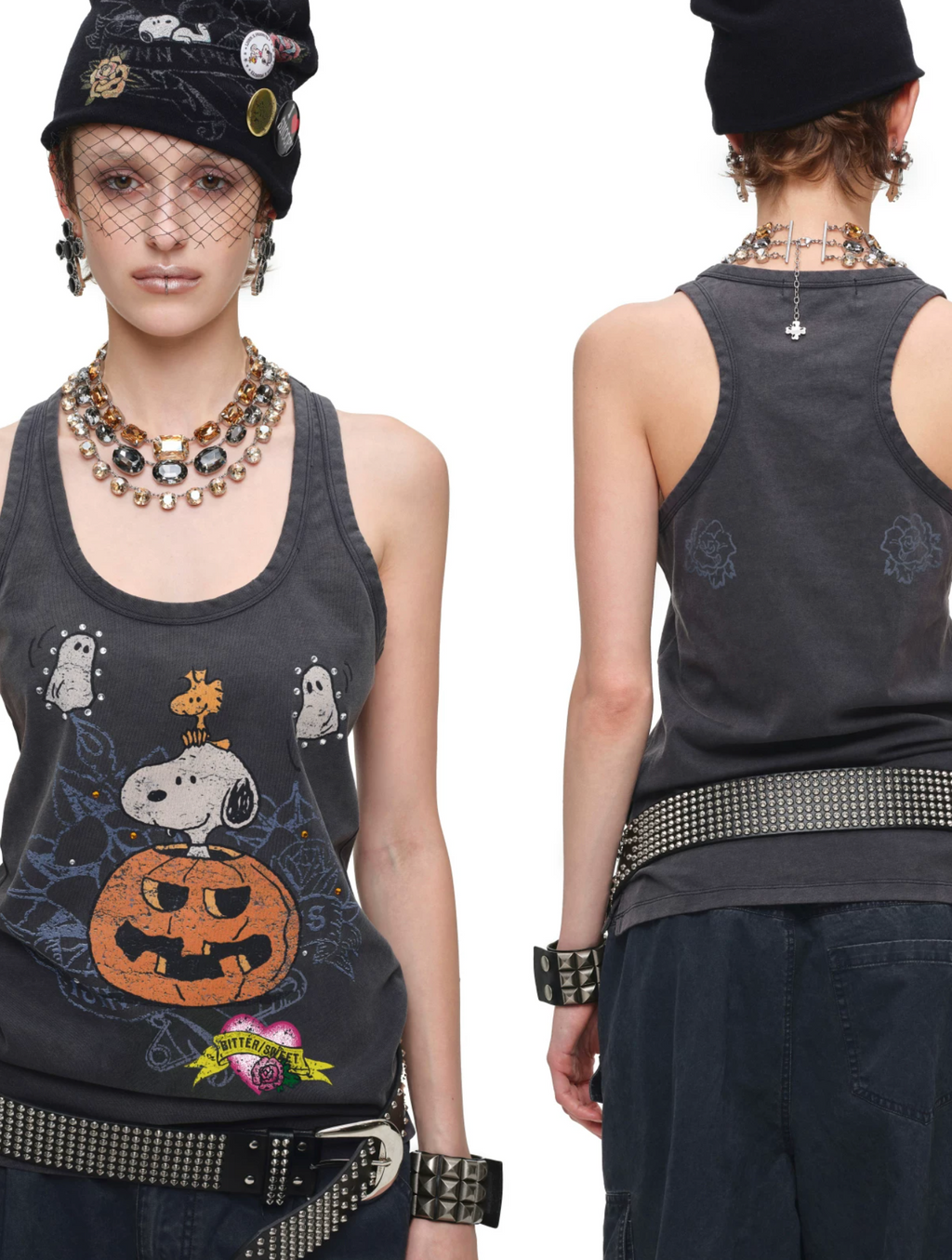 PUMPKIN SNOOPY VINTAGE GRAPHIC TANK TOP – WASHED GRAY
