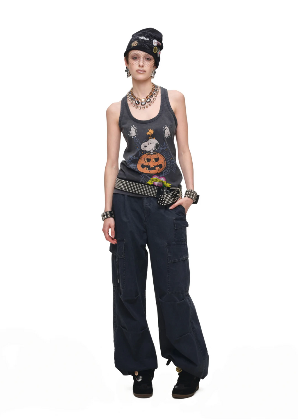 PUMPKIN SNOOPY VINTAGE GRAPHIC TANK TOP – WASHED GRAY