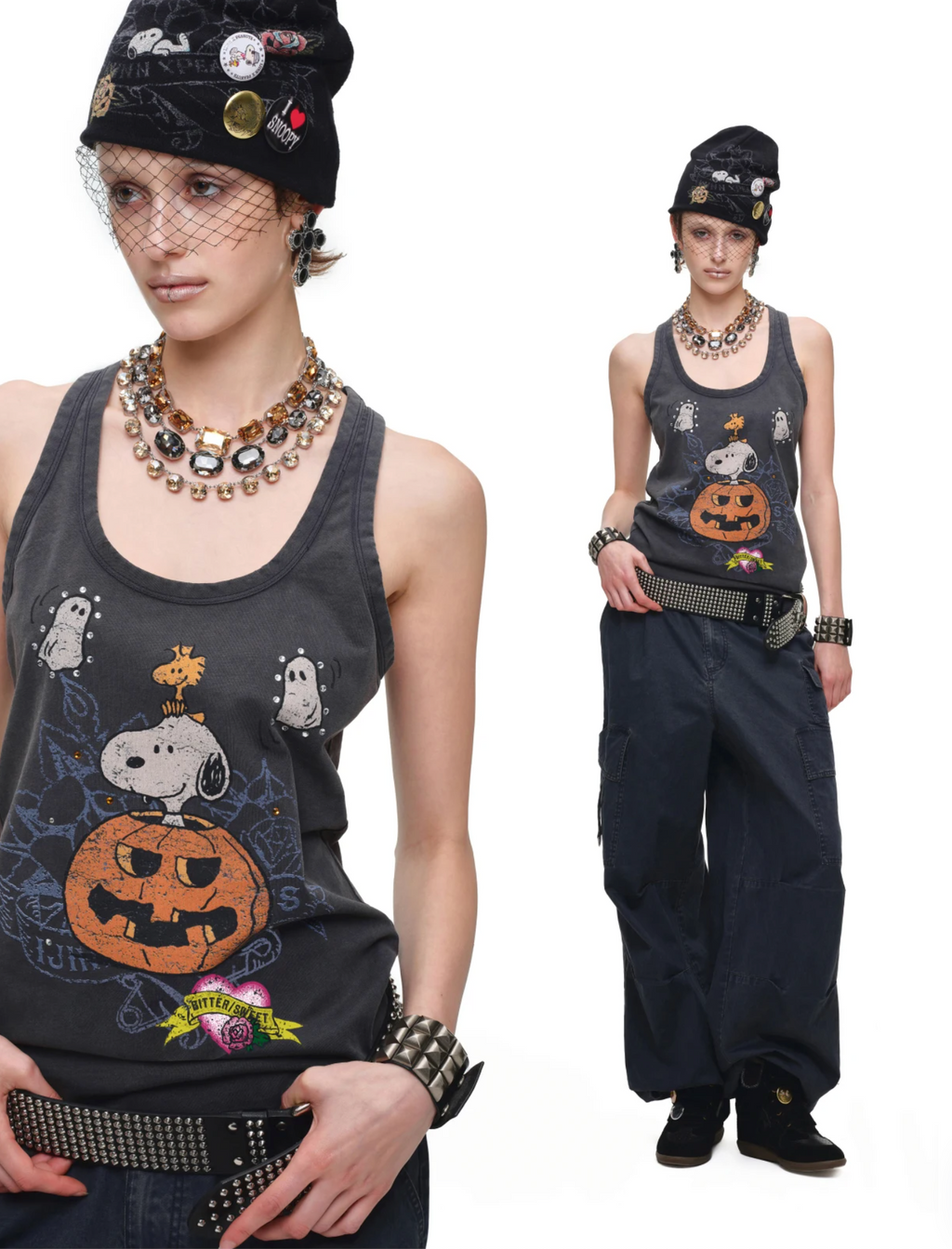 PUMPKIN SNOOPY VINTAGE GRAPHIC TANK TOP – WASHED GRAY