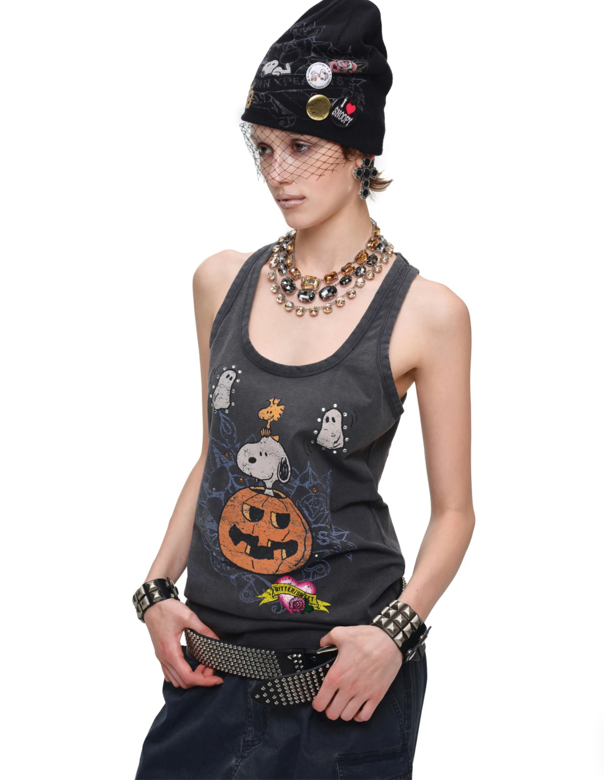 PUMPKIN SNOOPY VINTAGE GRAPHIC TANK TOP – WASHED GRAY
