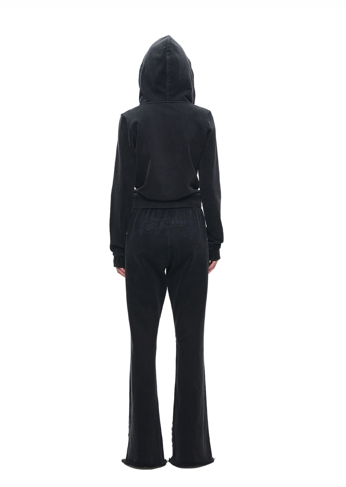PEANUTS VINTAGE HEART GRAPHIC ZIP HOODIE & LOUNGE PANTS – WASHED BLACK