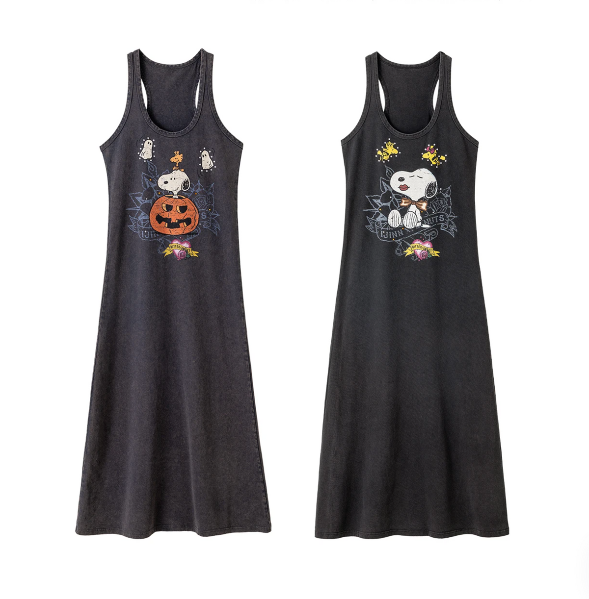 PUMPKIN & SNOOPY VINTAGE GRAPHIC LONG TANK DRESS – 2colors