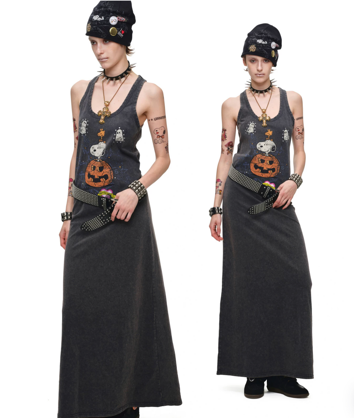 PUMPKIN & SNOOPY VINTAGE GRAPHIC LONG TANK DRESS – 2colors