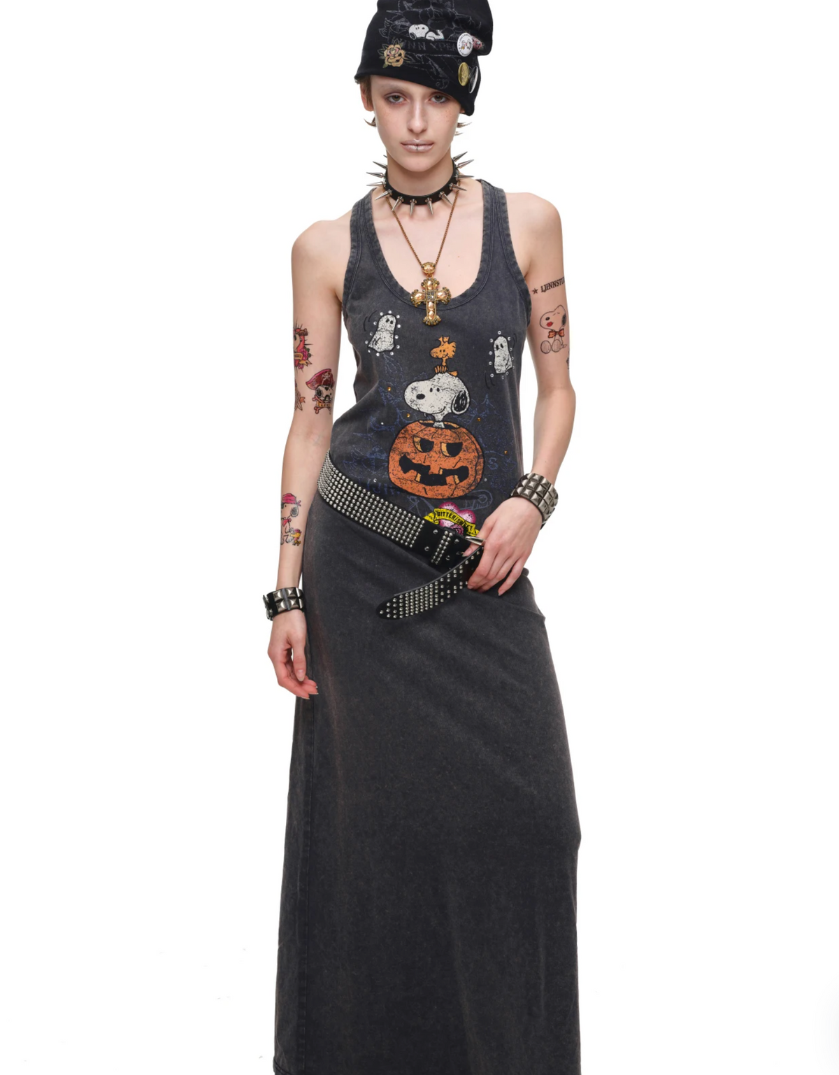 PUMPKIN & SNOOPY VINTAGE GRAPHIC LONG TANK DRESS – 2colors