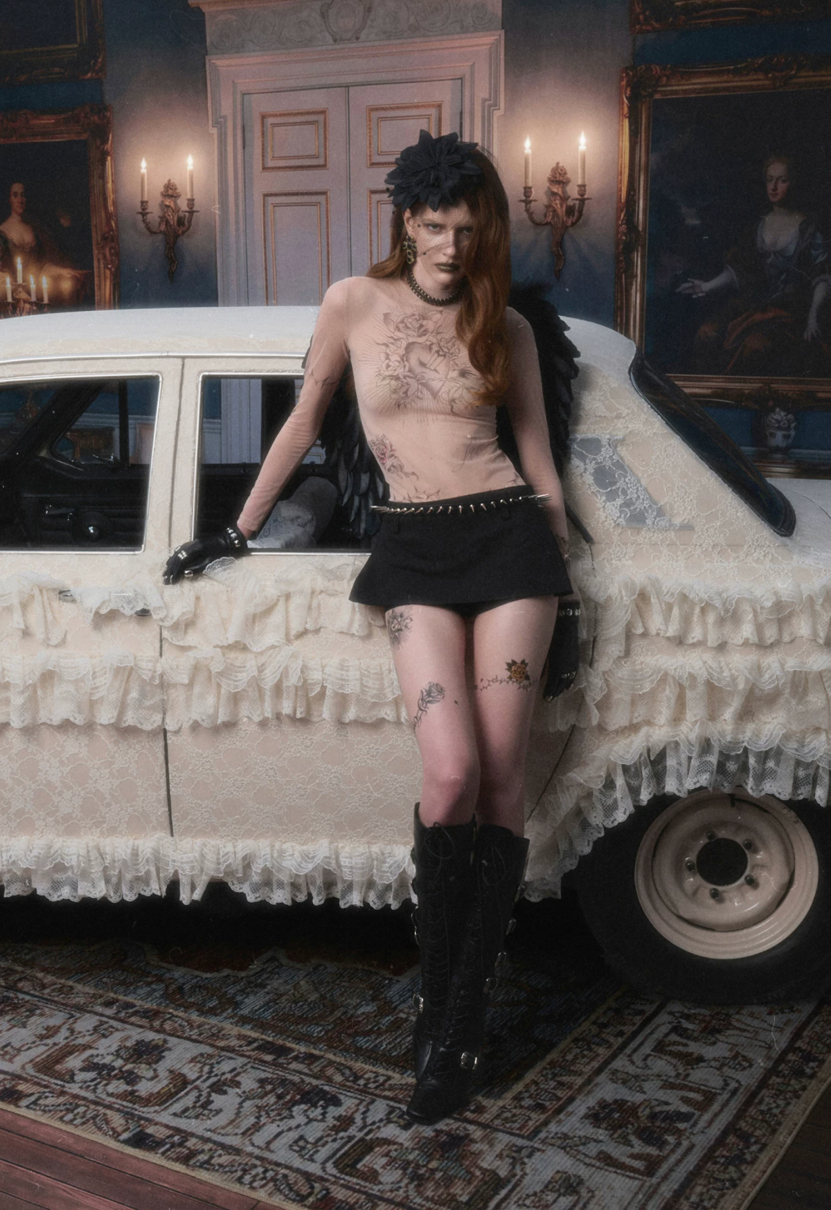 1JINN TATTOO MESH SECOND-SKIN TOP