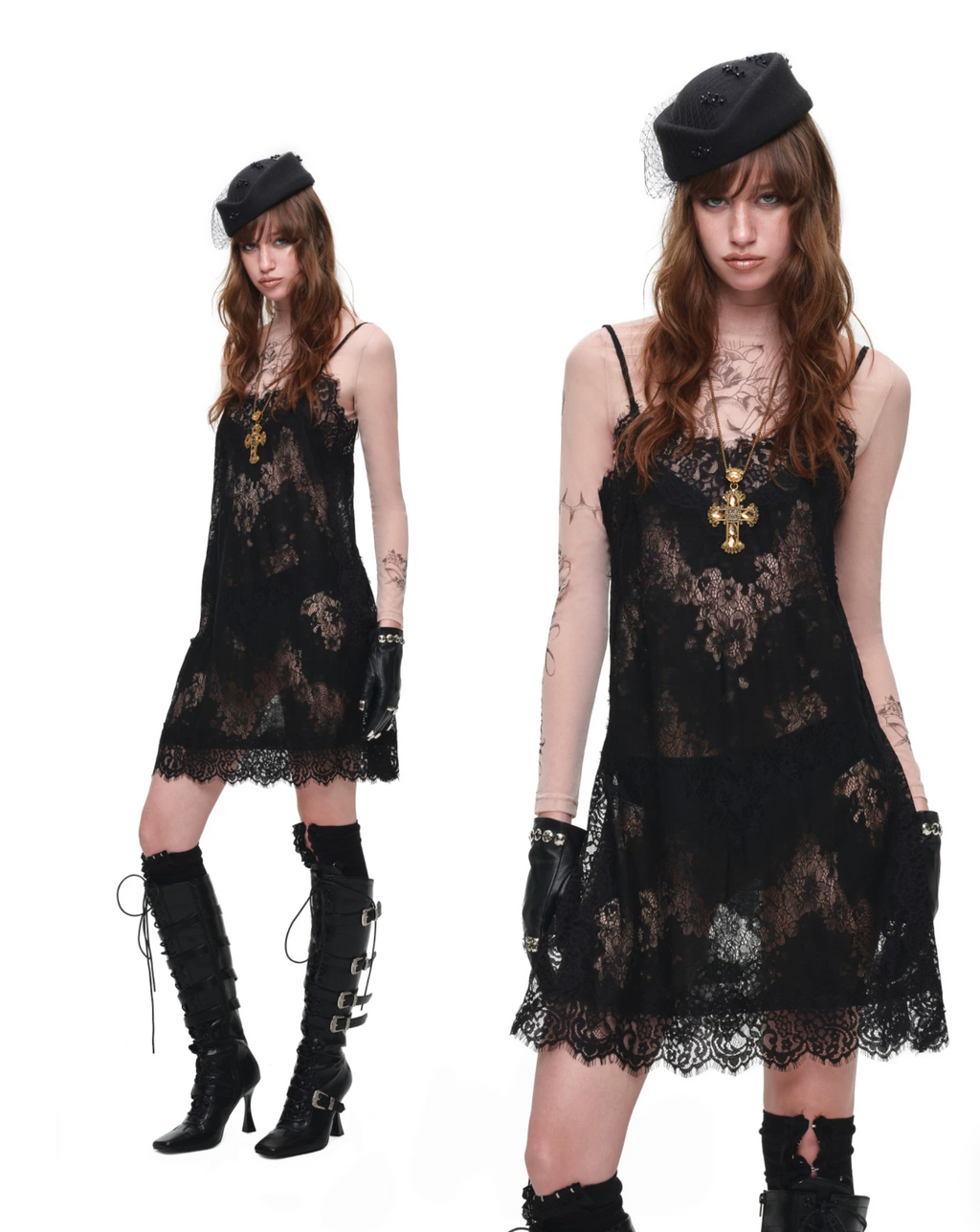 1JINN TATTOO MESH SECOND-SKIN TOP