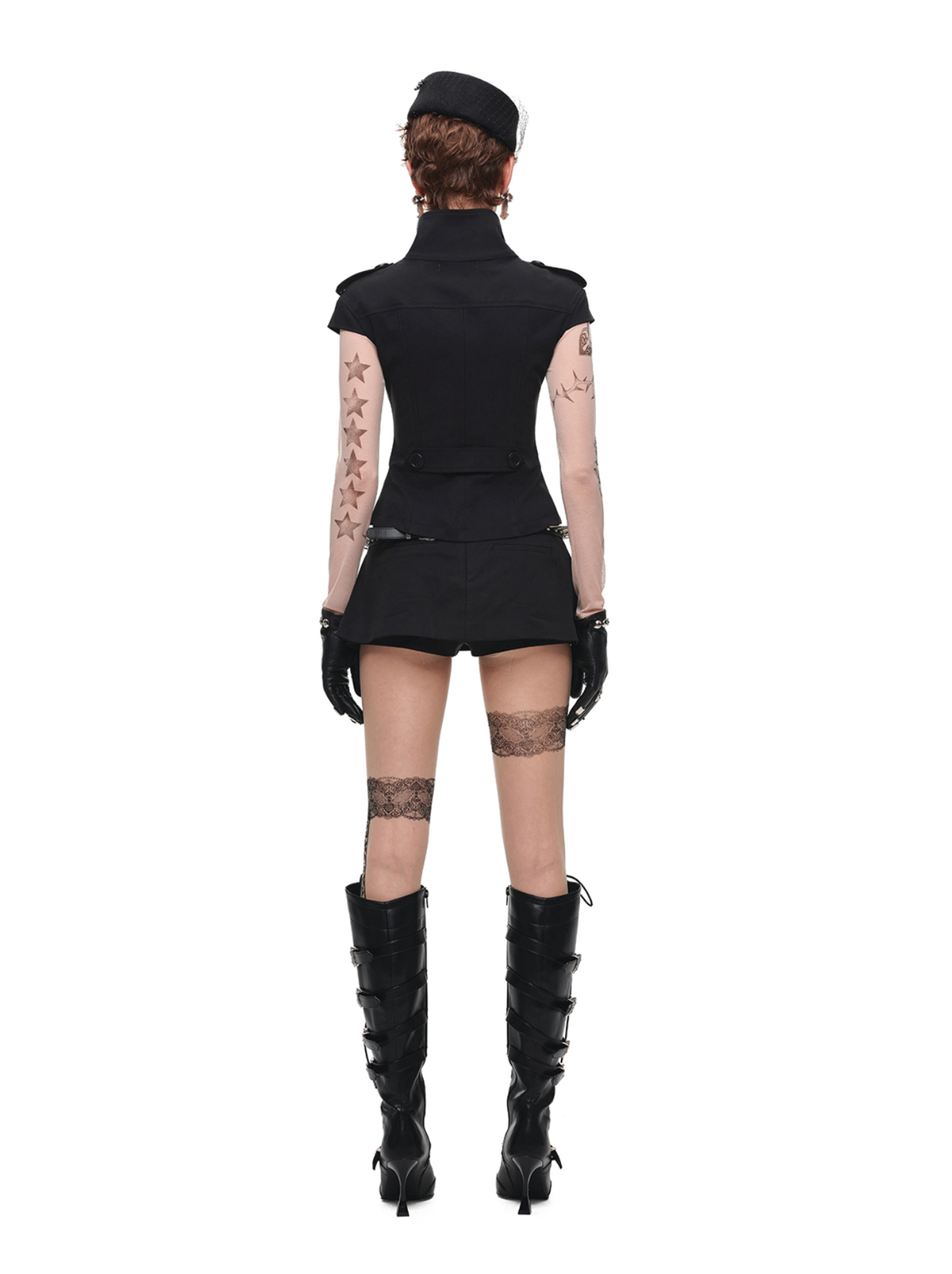 1JINN TATTOO MESH SECOND-SKIN TOP
