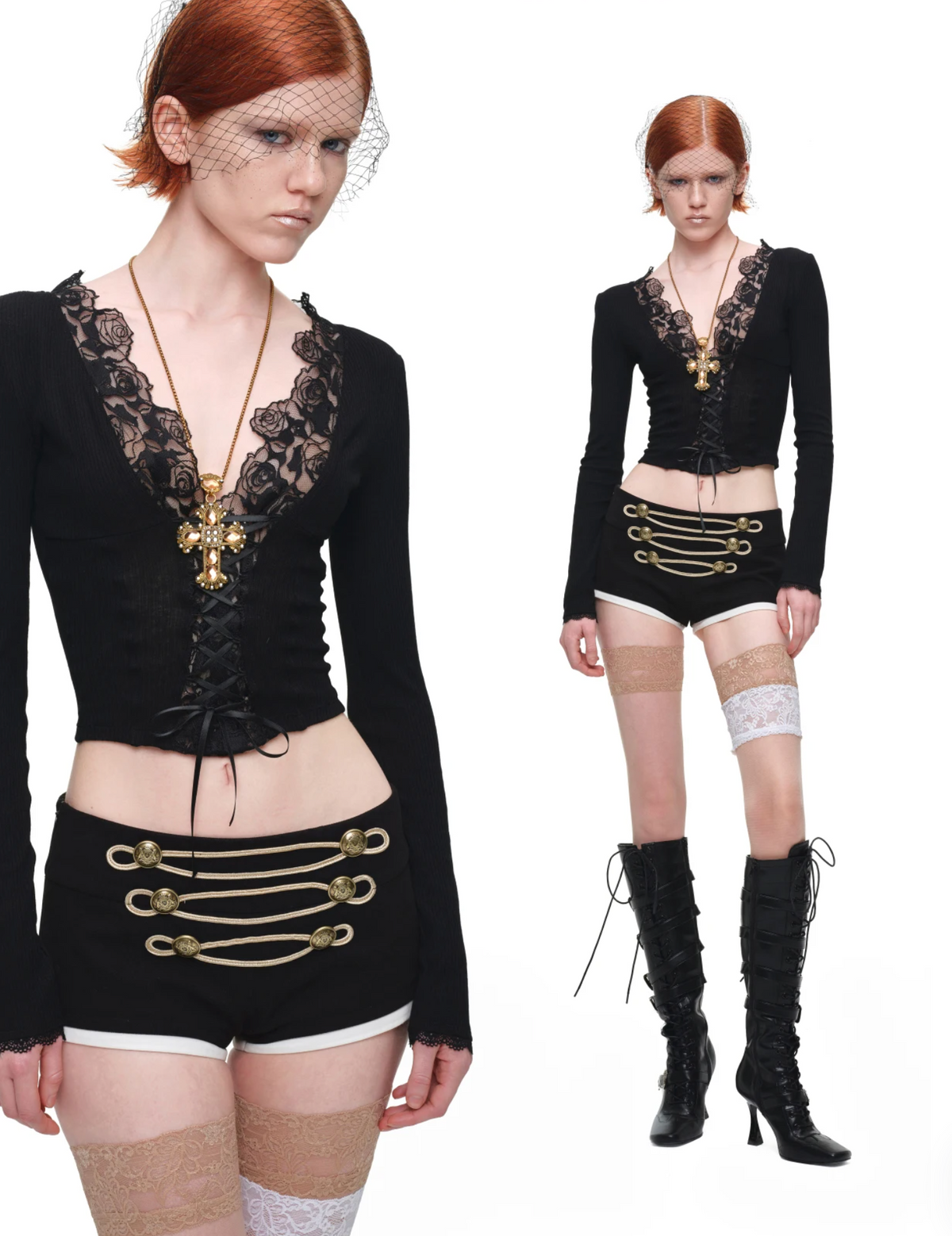 1JINN MILITARY BRAID HOT SHORTS