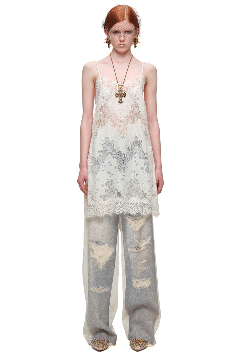 ROMANTIC LACE CAMISOLE SLIP DRESS or LONGLINE TOP – WHITE