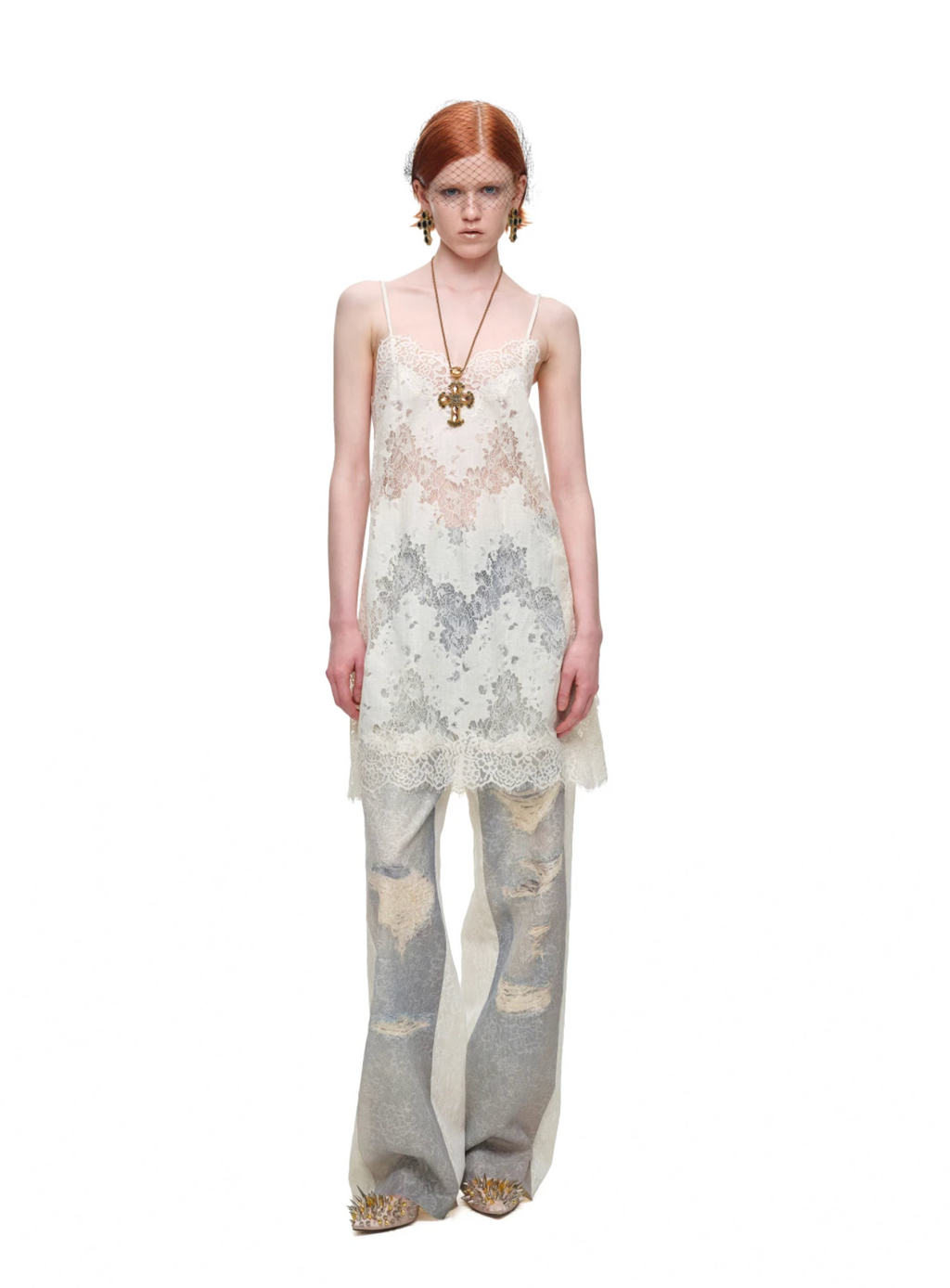 ROMANTIC LACE CAMISOLE SLIP DRESS or LONGLINE TOP – WHITE