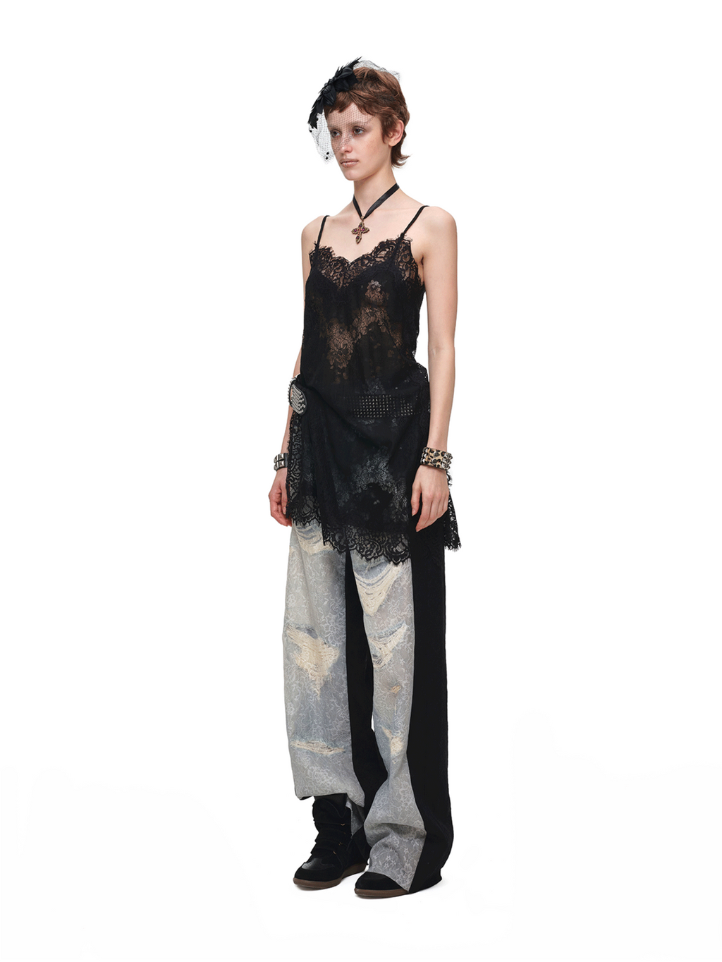 IN STOCK ♱ ROMANTIC LACE CAMISOLE SLIP DRESS or LONGLINE TOP - BLACK
