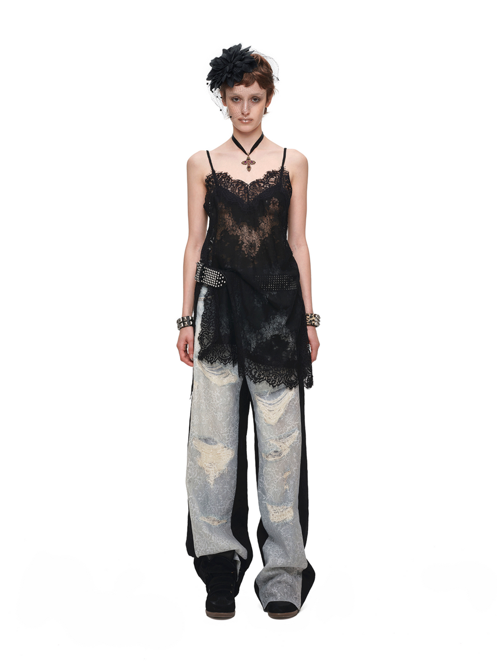 IN STOCK ♱ ROMANTIC LACE CAMISOLE SLIP DRESS or LONGLINE TOP - BLACK