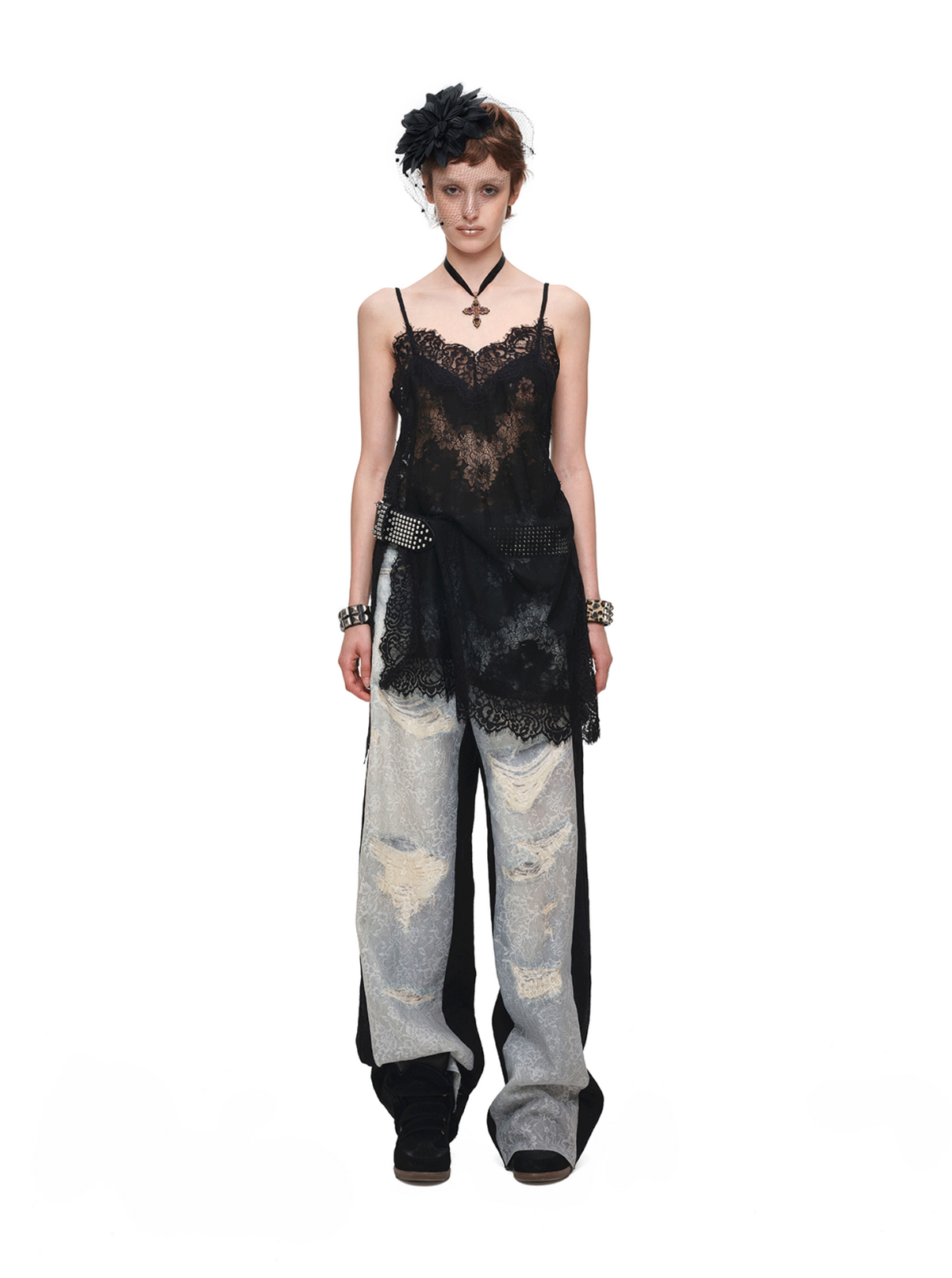 IN STOCK ♱ ROMANTIC LACE CAMISOLE SLIP DRESS or LONGLINE TOP - BLACK